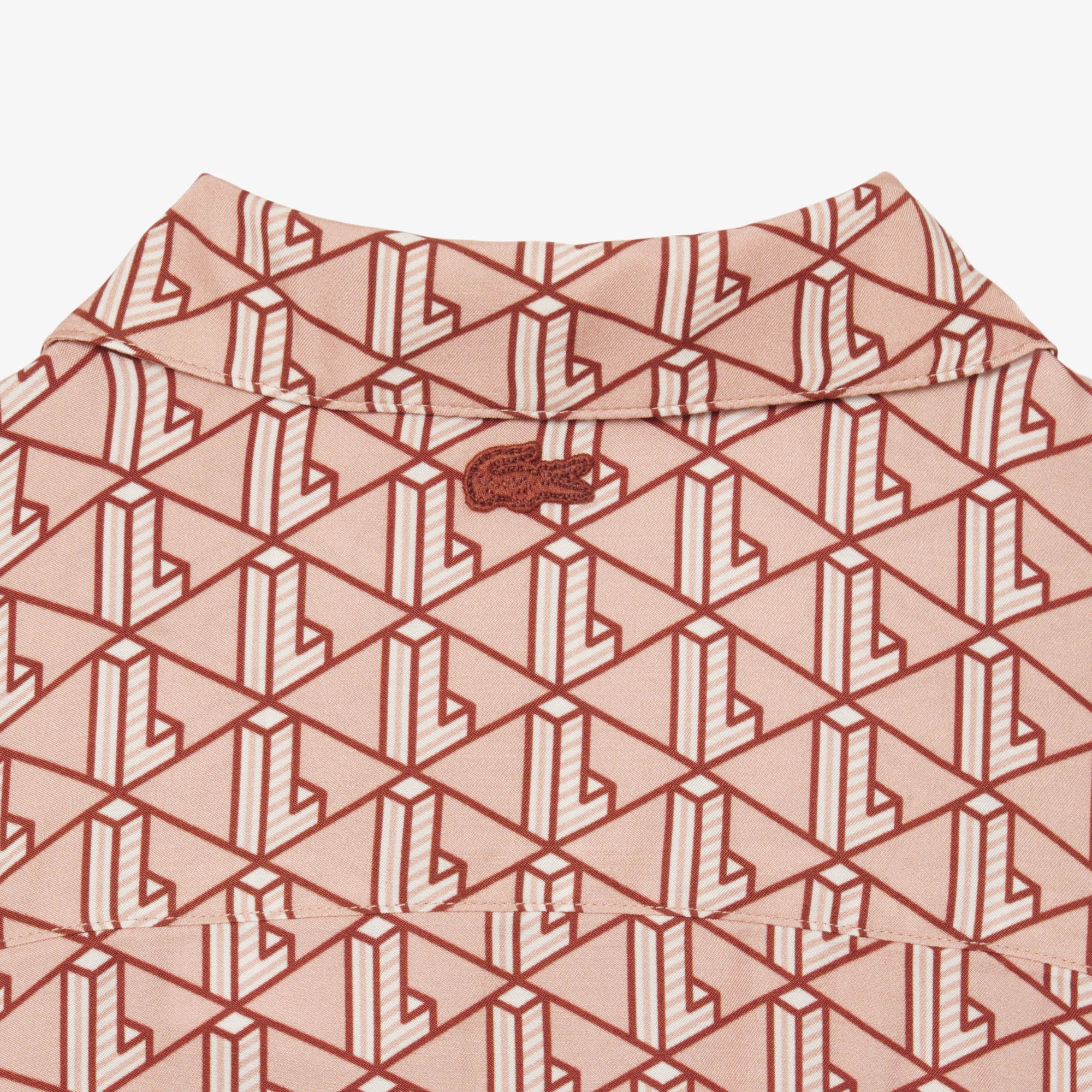 Lacoste Kadın Oversize Fit Kısa Kollu Monogram Bej Gömlek