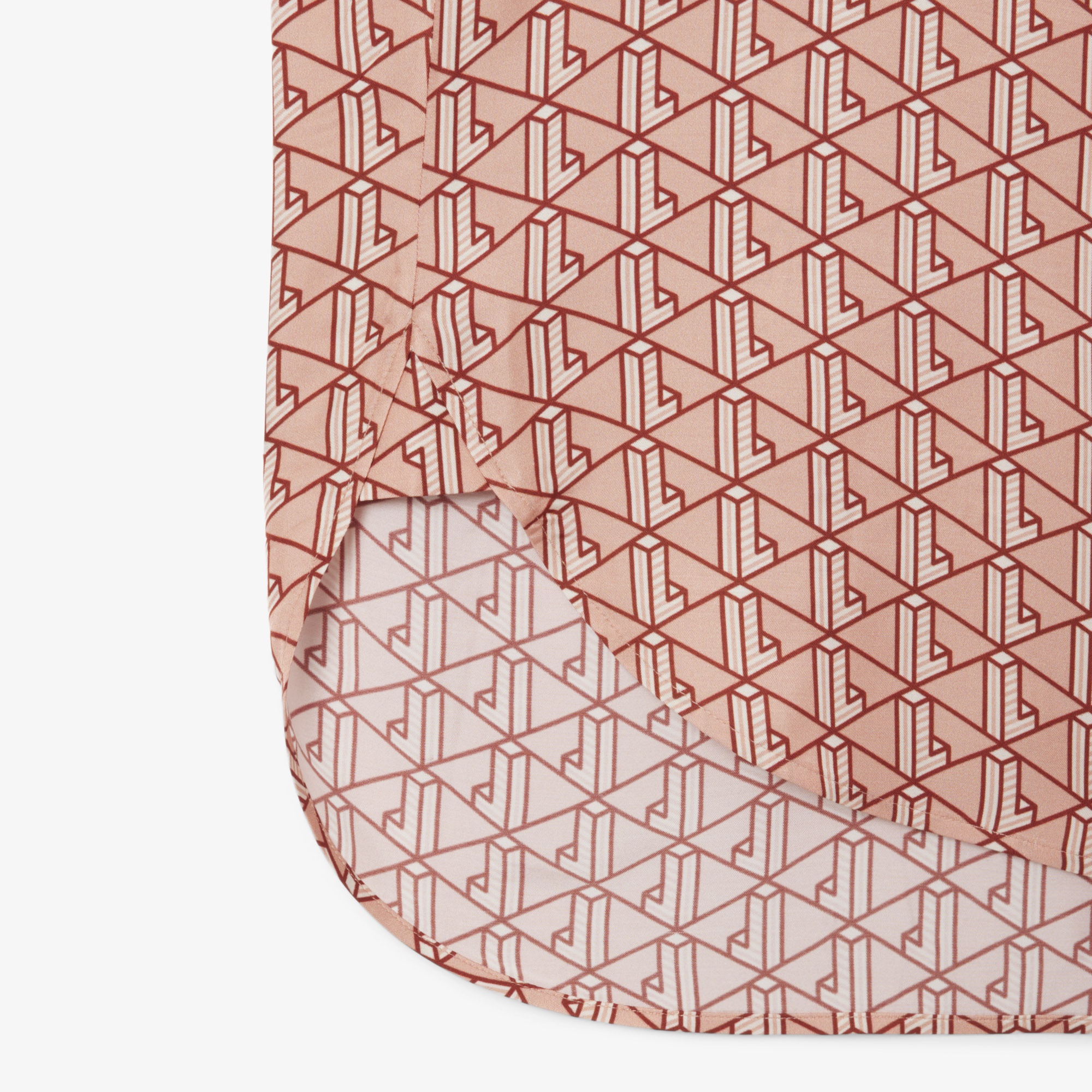 Lacoste Kadın Oversize Fit Kısa Kollu Monogram Bej Gömlek