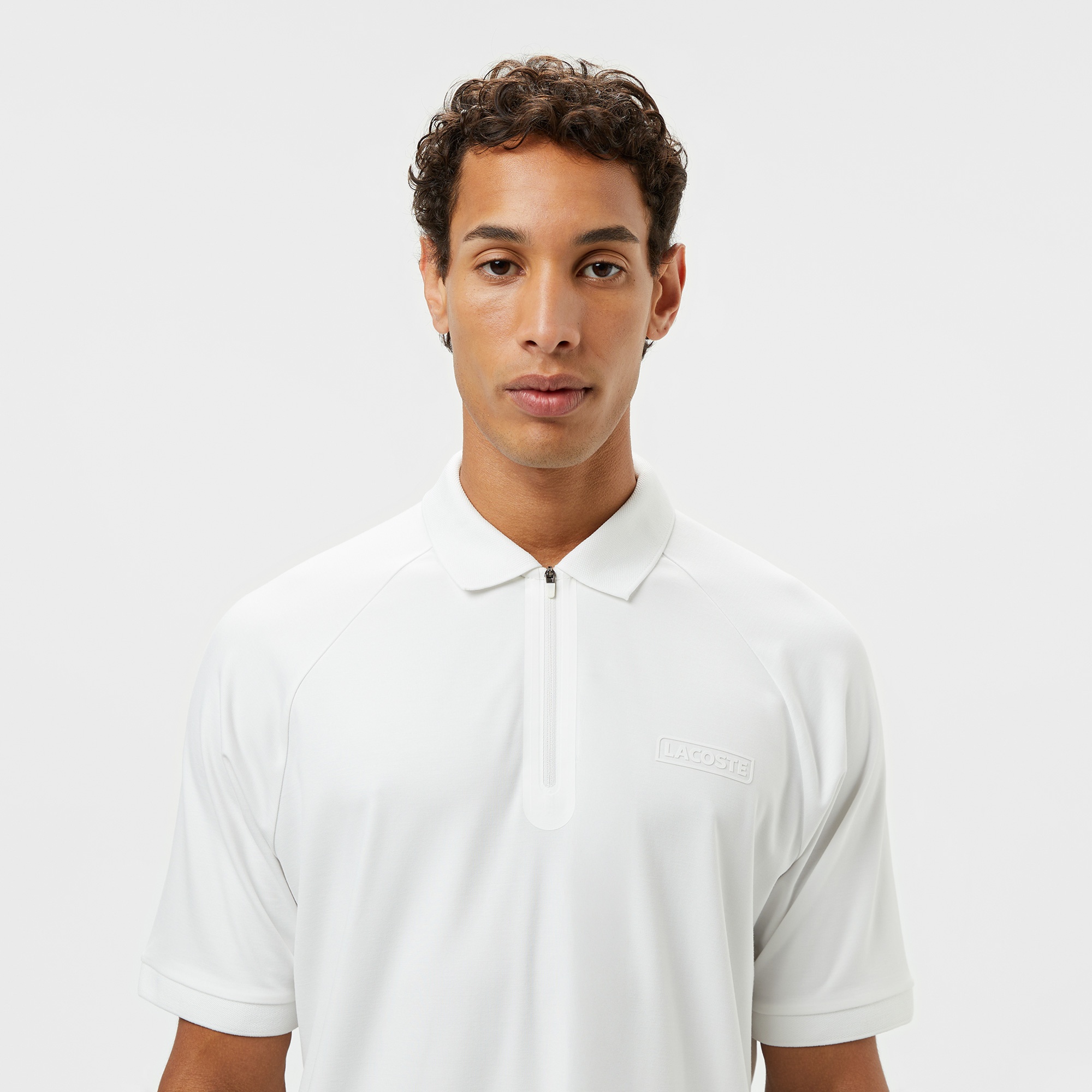 Lacoste Erkek Oversize Fit Yarım Fermuarlı Beyaz Polo