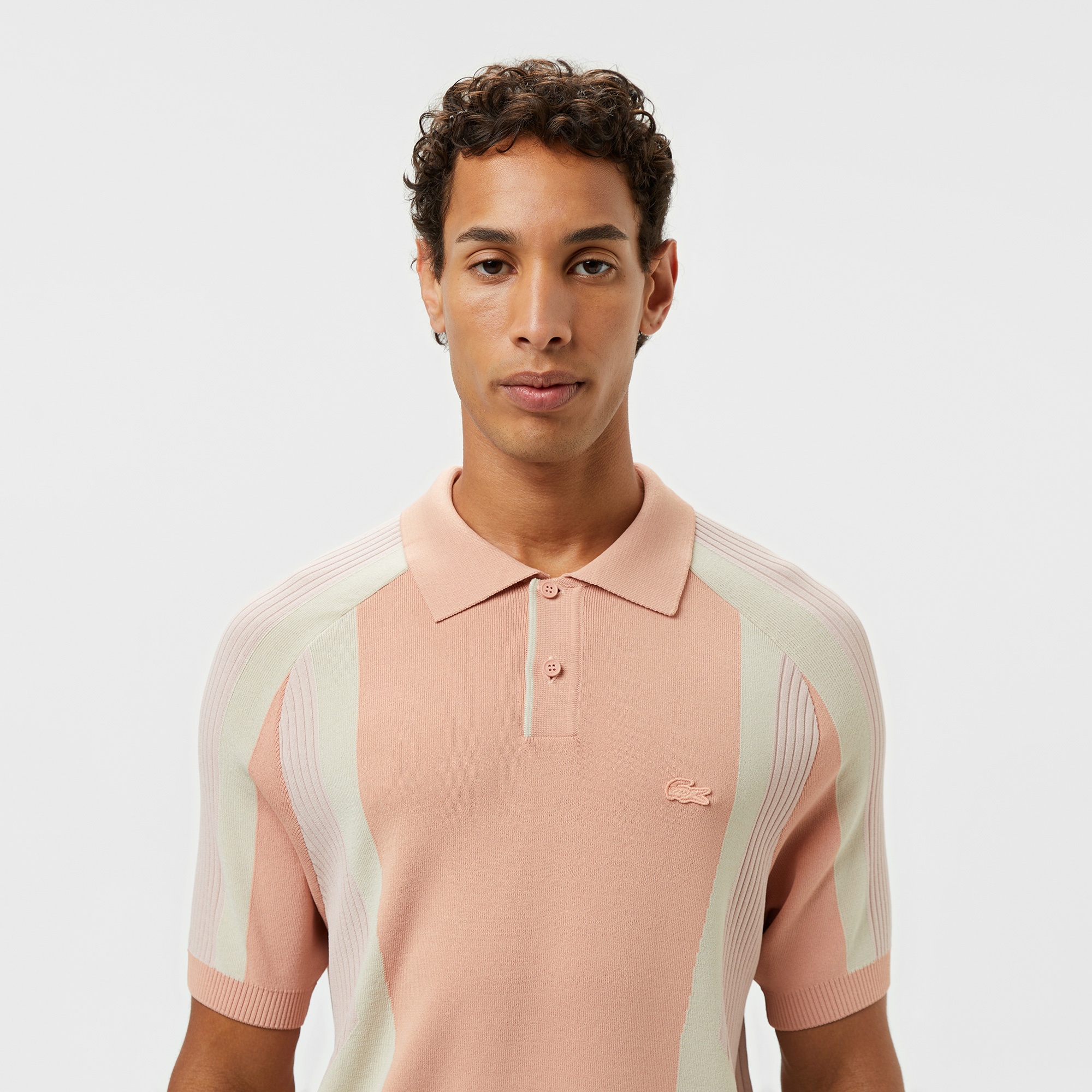 Lacoste Erkek Regular Fit Kısa Kollu Polo Yaka Renk Bloklu Pembe Triko