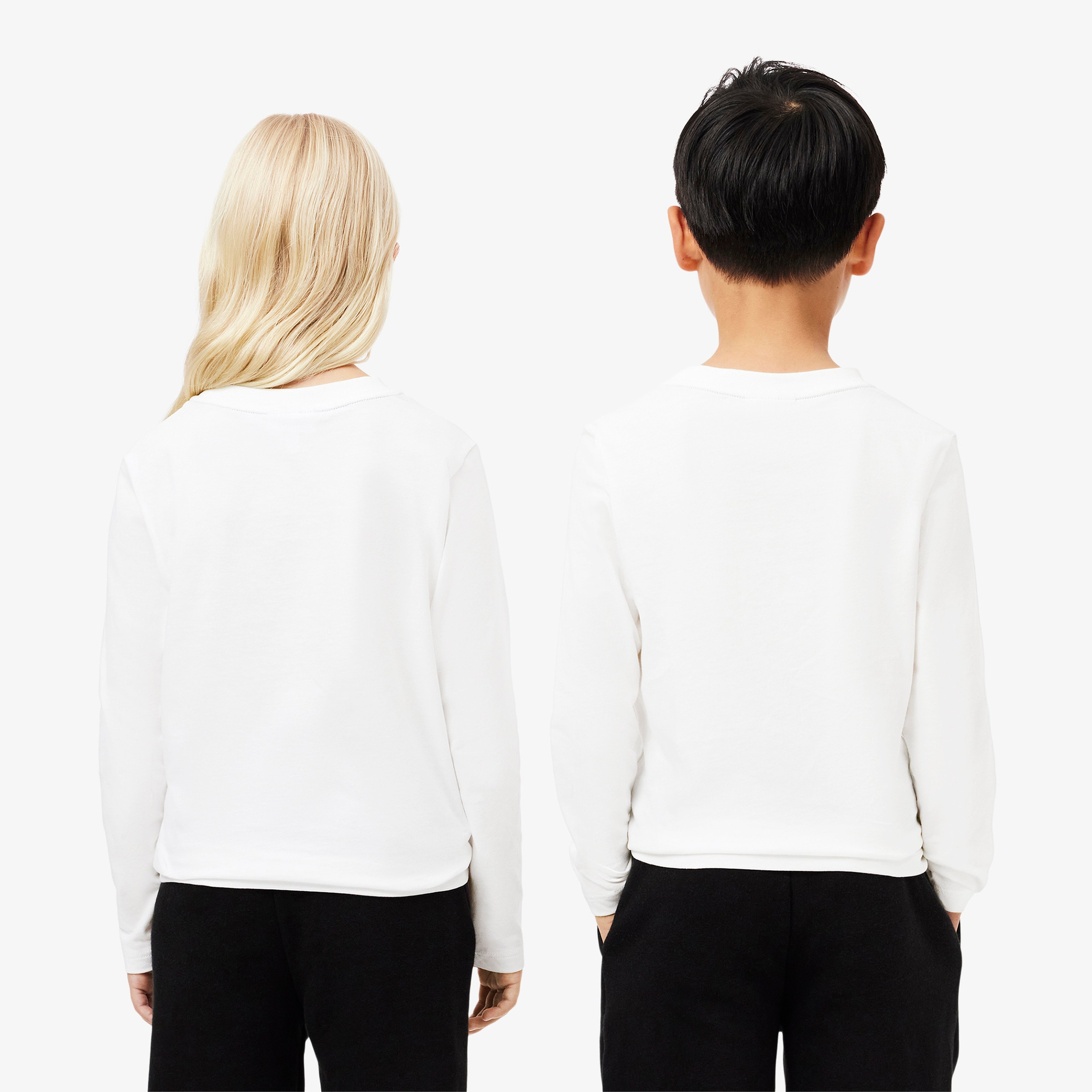 Çocuk Uzun Kollu Bisiklet Yaka Beyaz T-Shirt