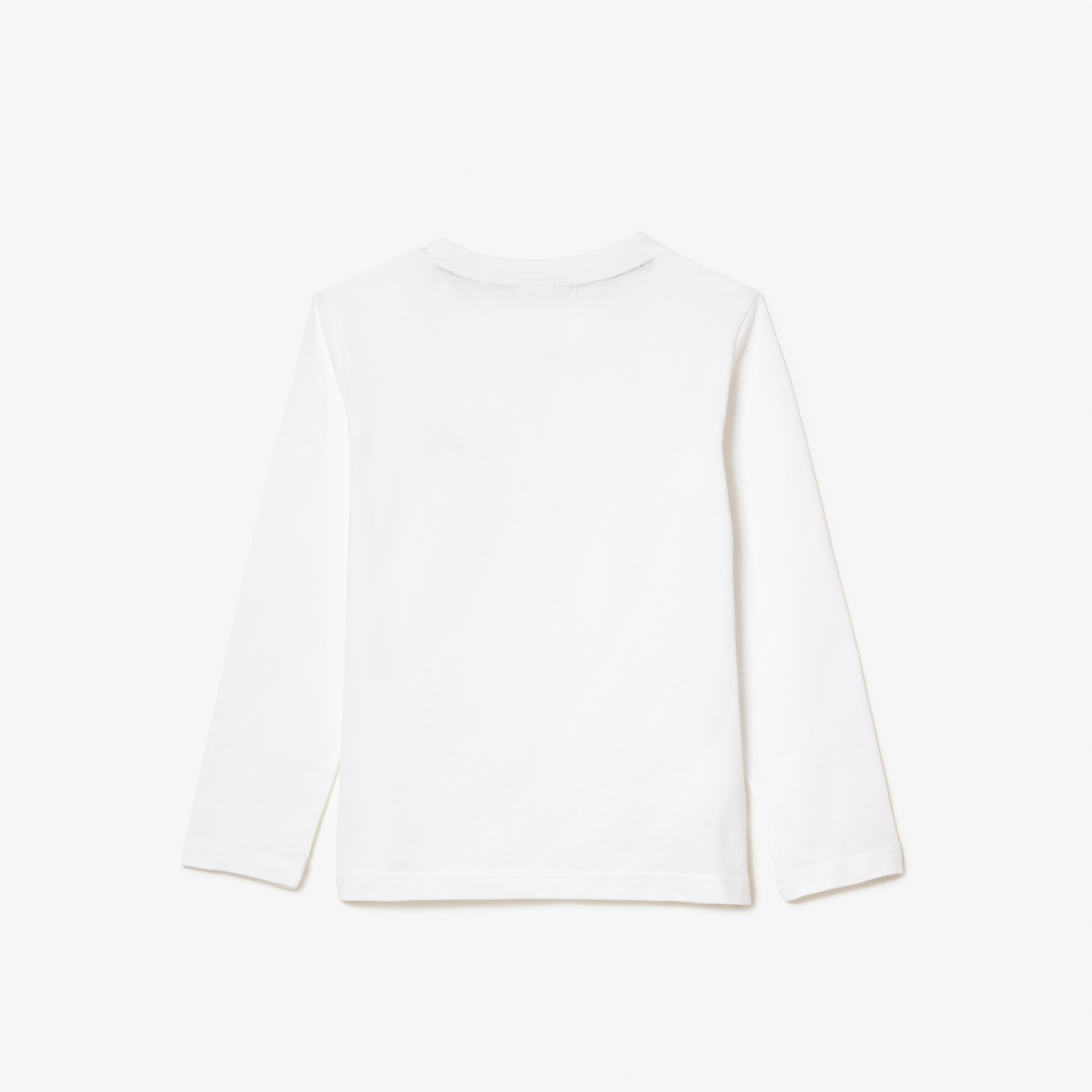 Çocuk Uzun Kollu Bisiklet Yaka Beyaz T-Shirt