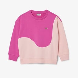 Çocuk Bisiklet Yaka Renk Bloklu Pembe Sweatshirt Pembe