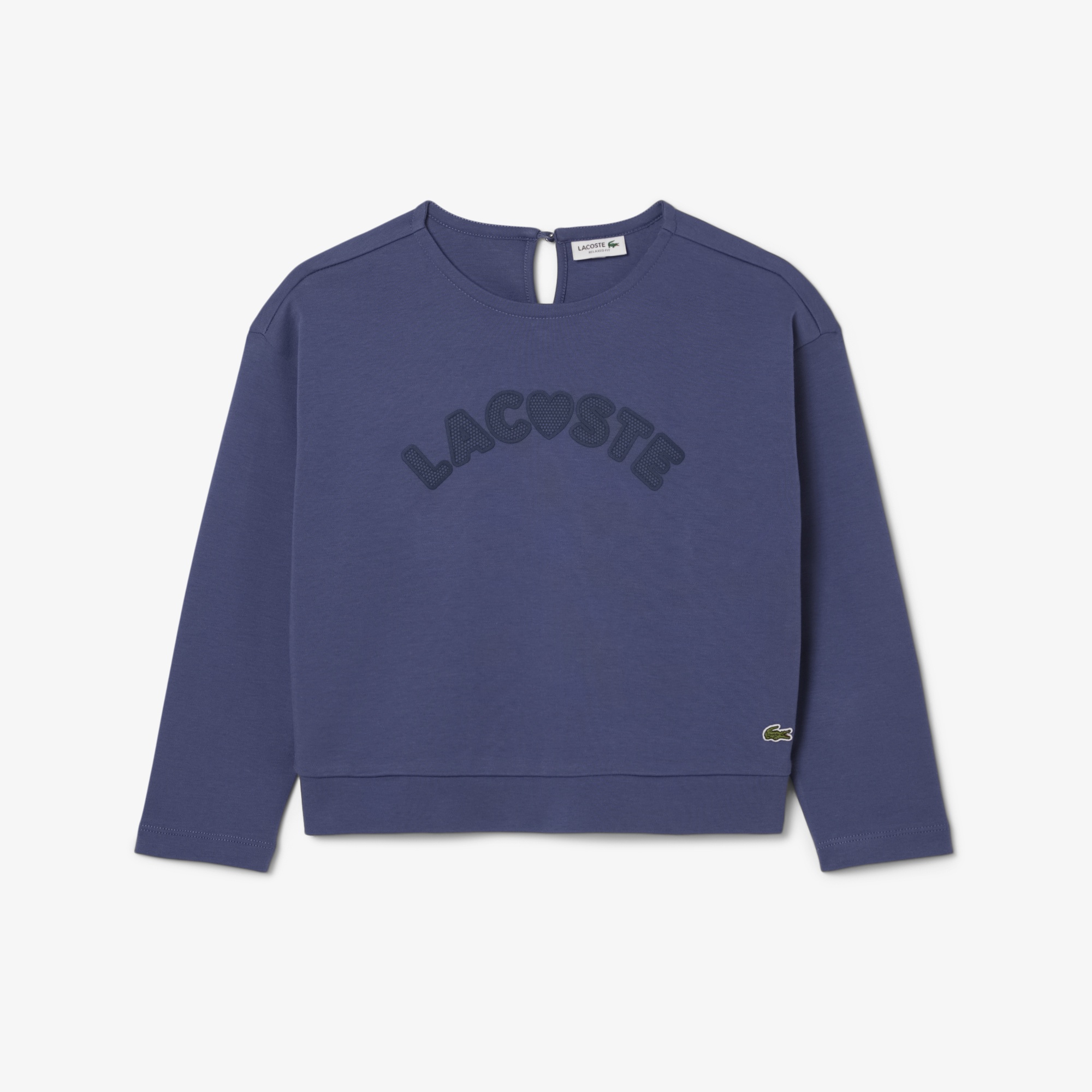 Lacoste Kız Çocuk Uzun Kollu Bisiklet Yaka Baskılı Mor T-Shirt