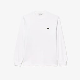 Erkek Classic Fit Bisiklet Yaka Uzun Kollu Beyaz T-Shirt Beyaz