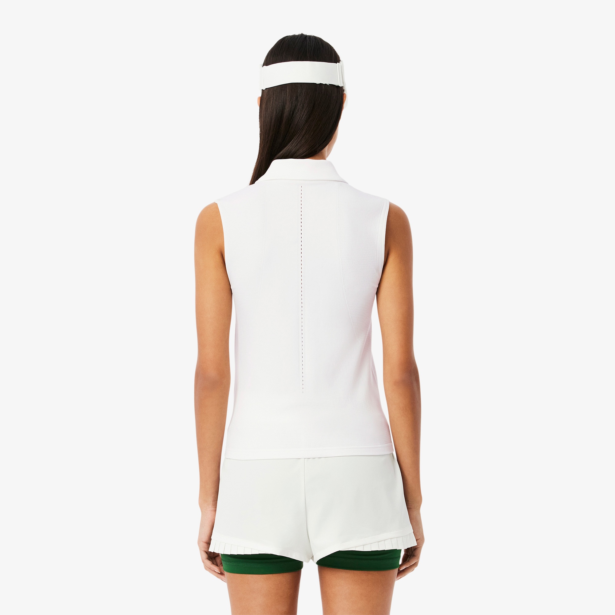 Lacoste Kadın Slim Fit Kolsuz Beyaz Polo