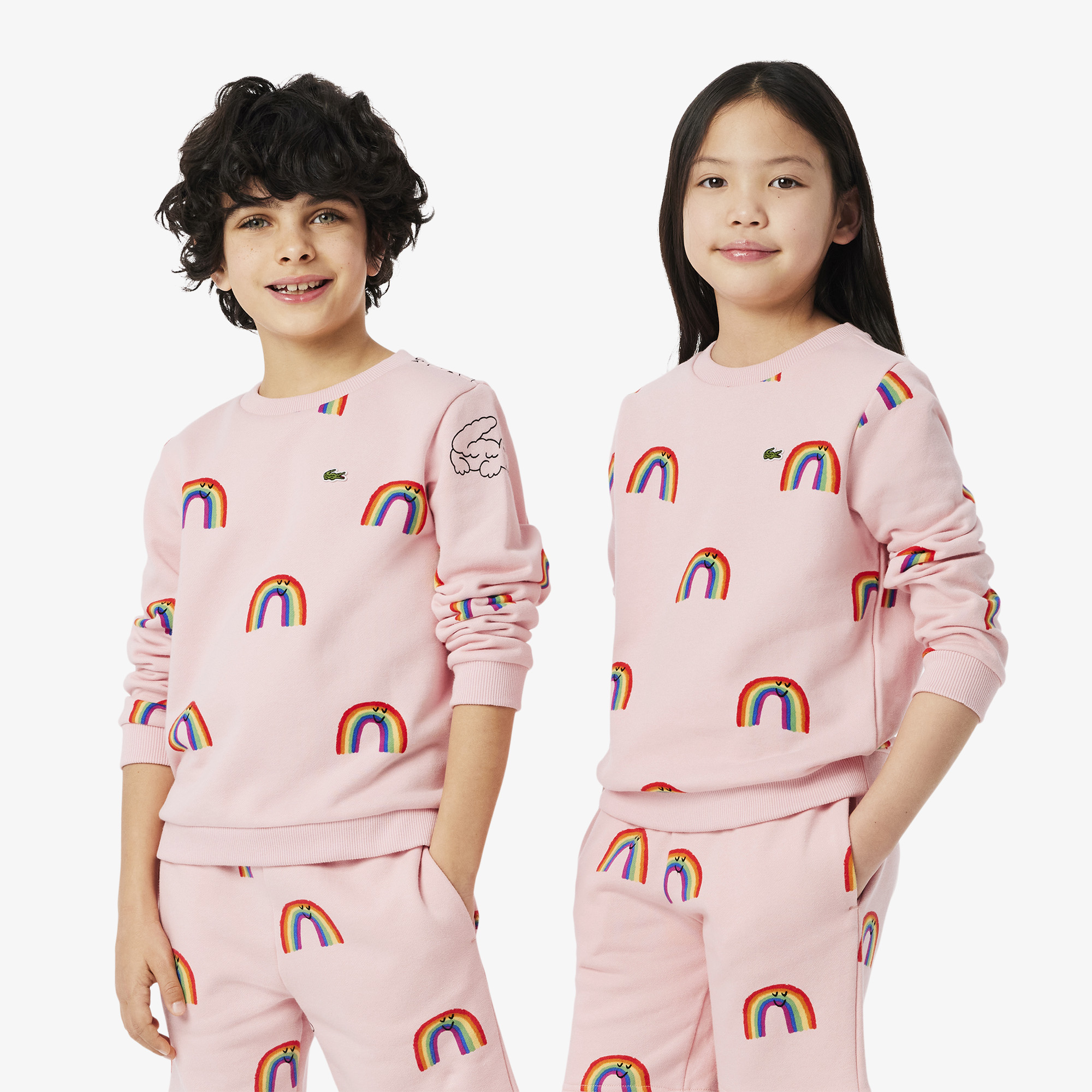 Lacoste Çocuk Bisiklet Yaka Desenli Pembe Sweatshirt görsel 4