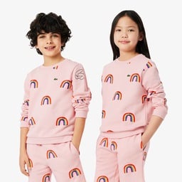 Çocuk Bisiklet Yaka Desenli Pembe Sweatshirt Pembe