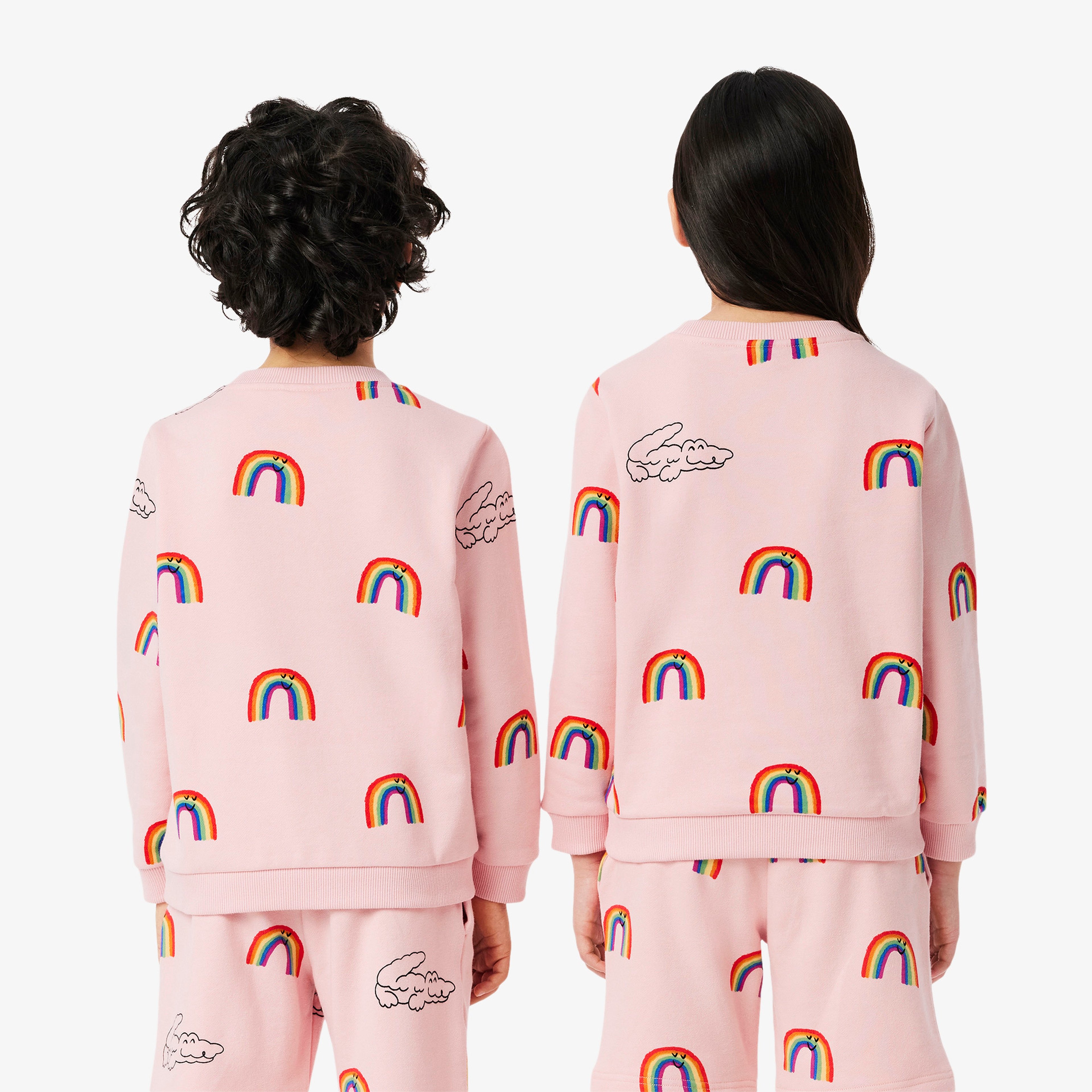 Çocuk Bisiklet Yaka Desenli Pembe Sweatshirt