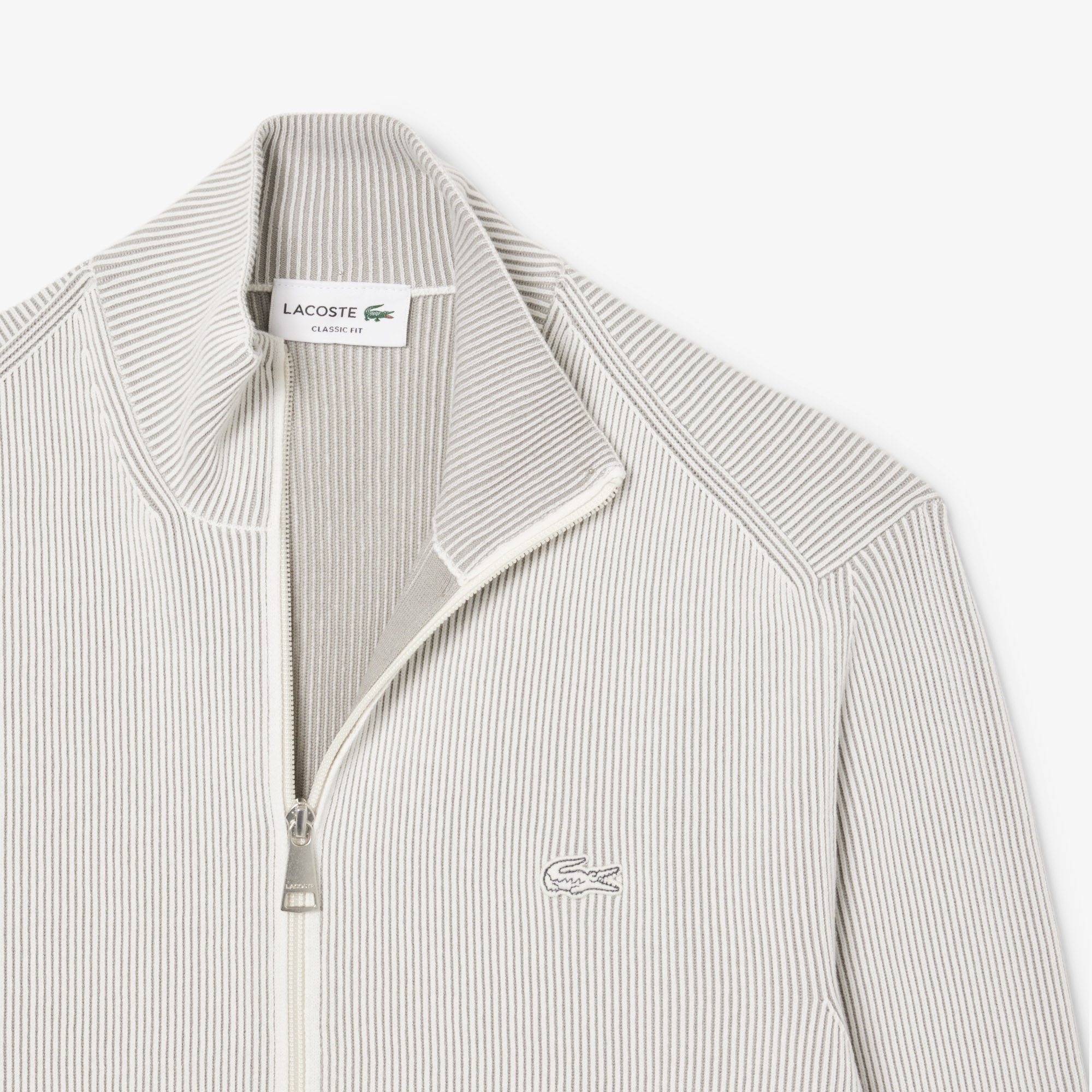 Erkek Classic Fit Fermuarlı Yaka Gri Hırka