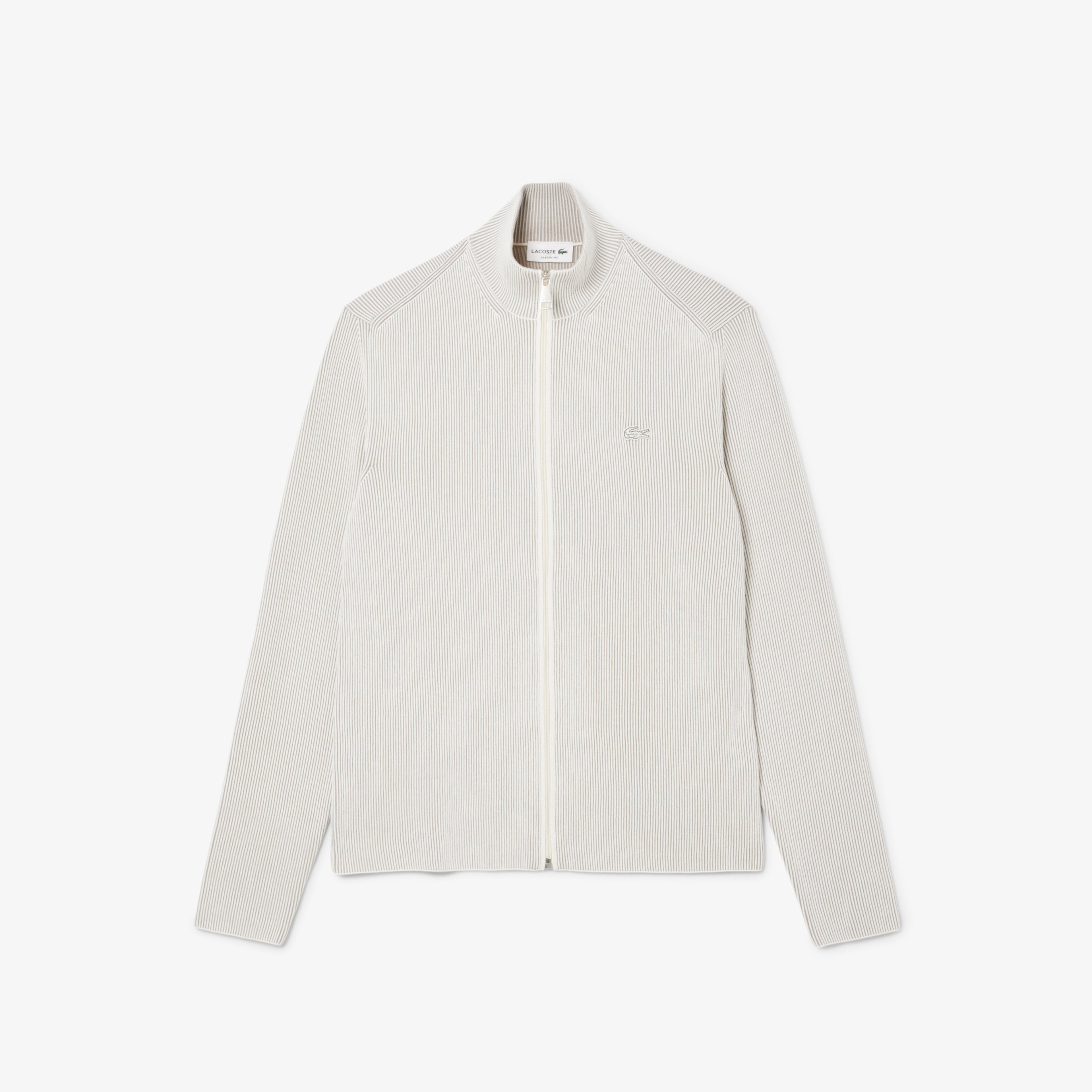 Erkek Classic Fit Fermuarlı Yaka Gri Triko