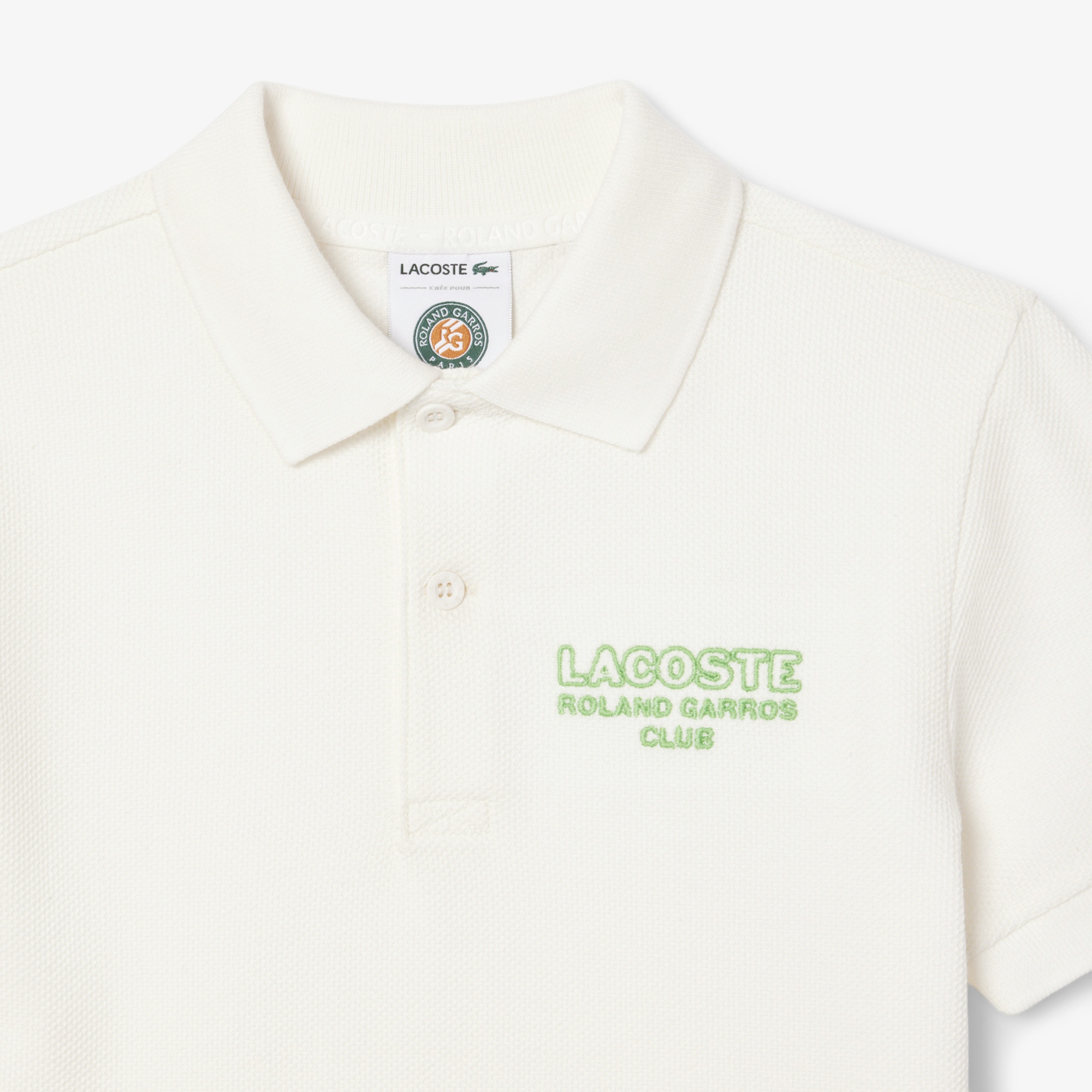 Lacoste Rolland Garros Çocuk Baskılı Beyaz Polo