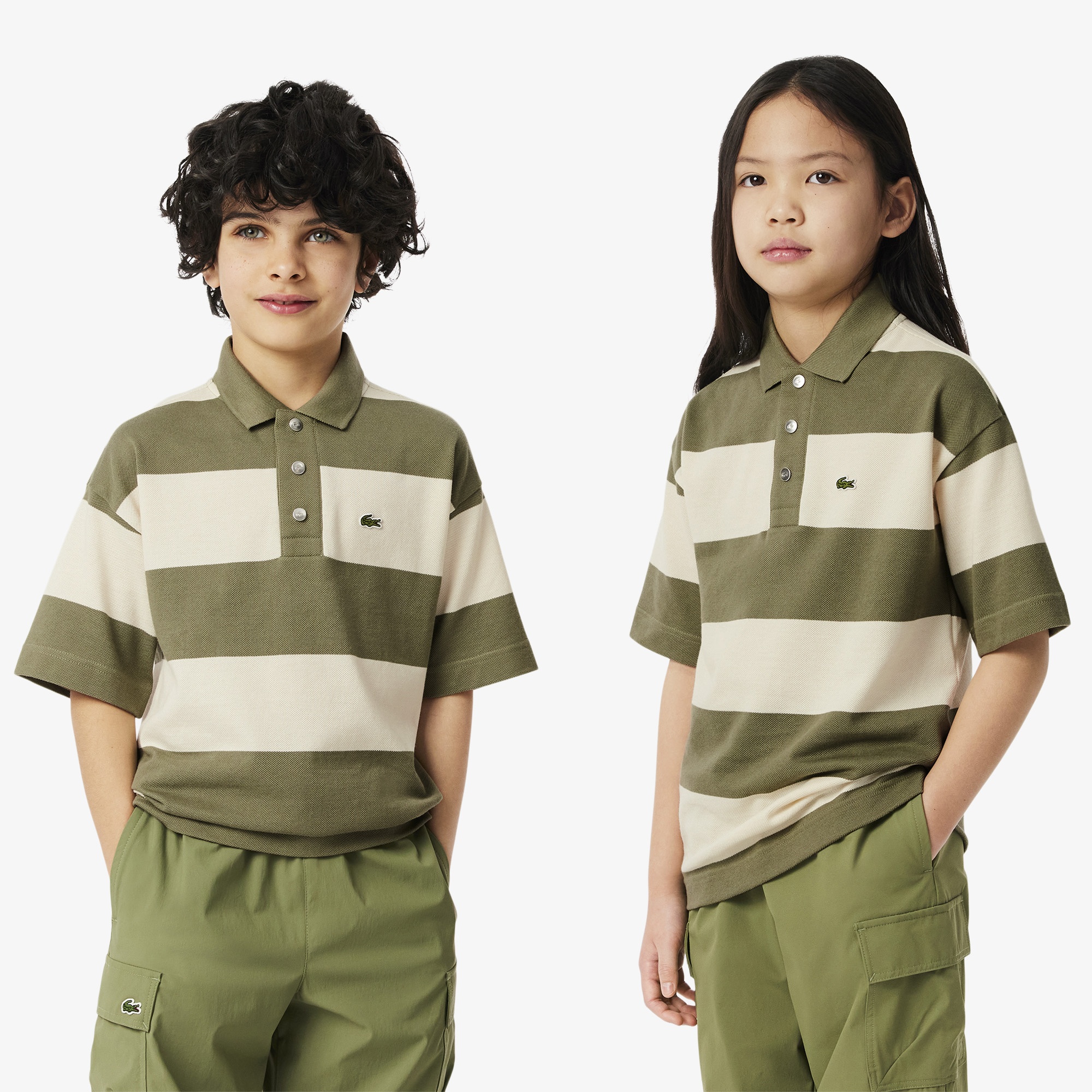 Lacoste Çocuk Çizgili Yeşil Polo