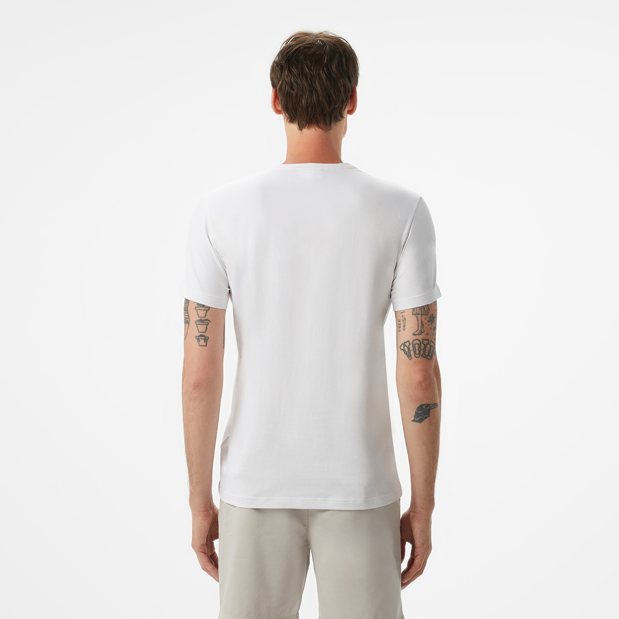 Erkek Slim Fit Bisiklet Yaka Beyaz T-Shirt