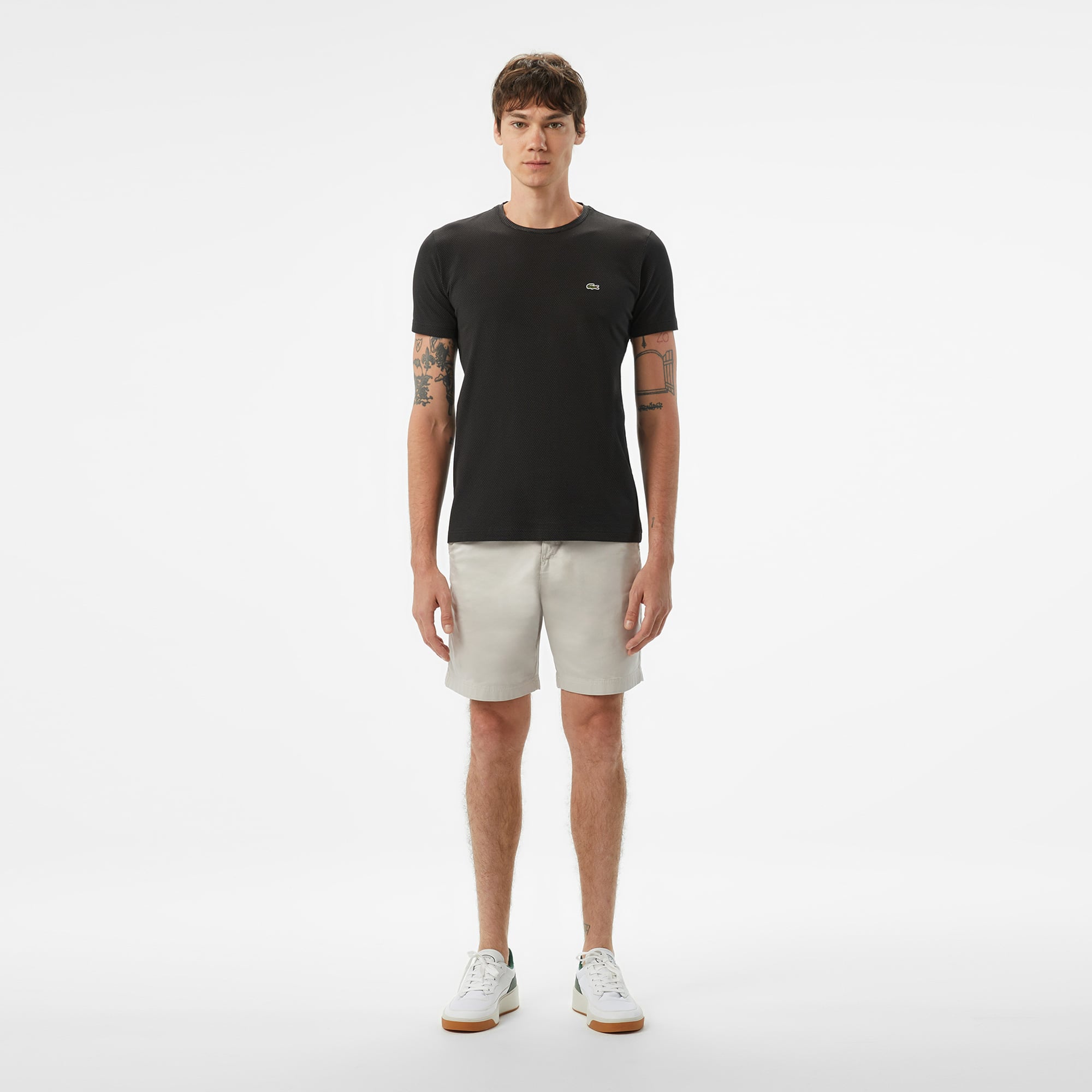 Lacoste Erkek Slim Fit Bisiklet Yaka Siyah T-Shirt görsel 6