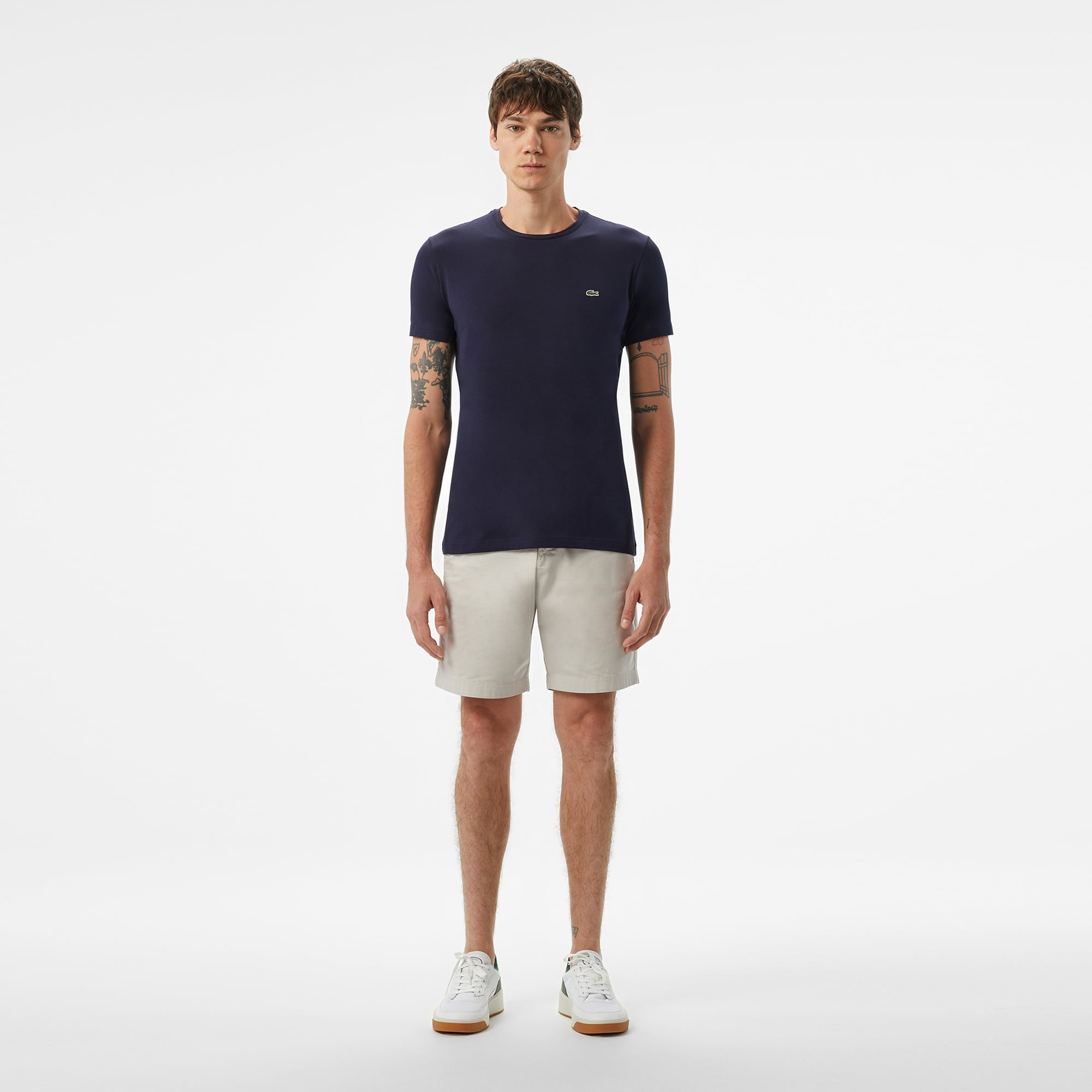 Lacoste Erkek Slim Fit Bisiklet Yaka Lacivert T-Shirt görsel 5