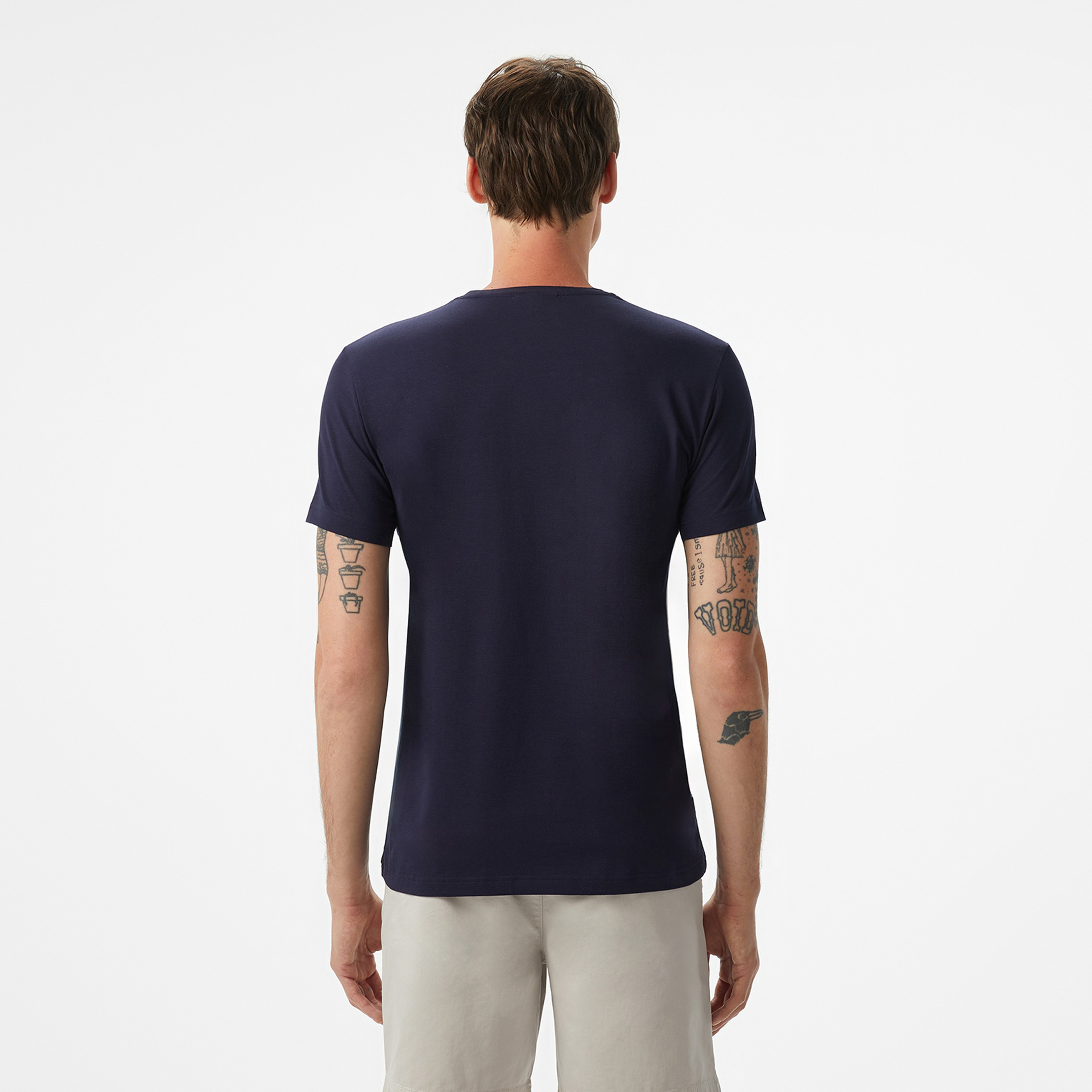 Erkek Slim Fit Bisiklet Yaka Lacivert T-Shirt