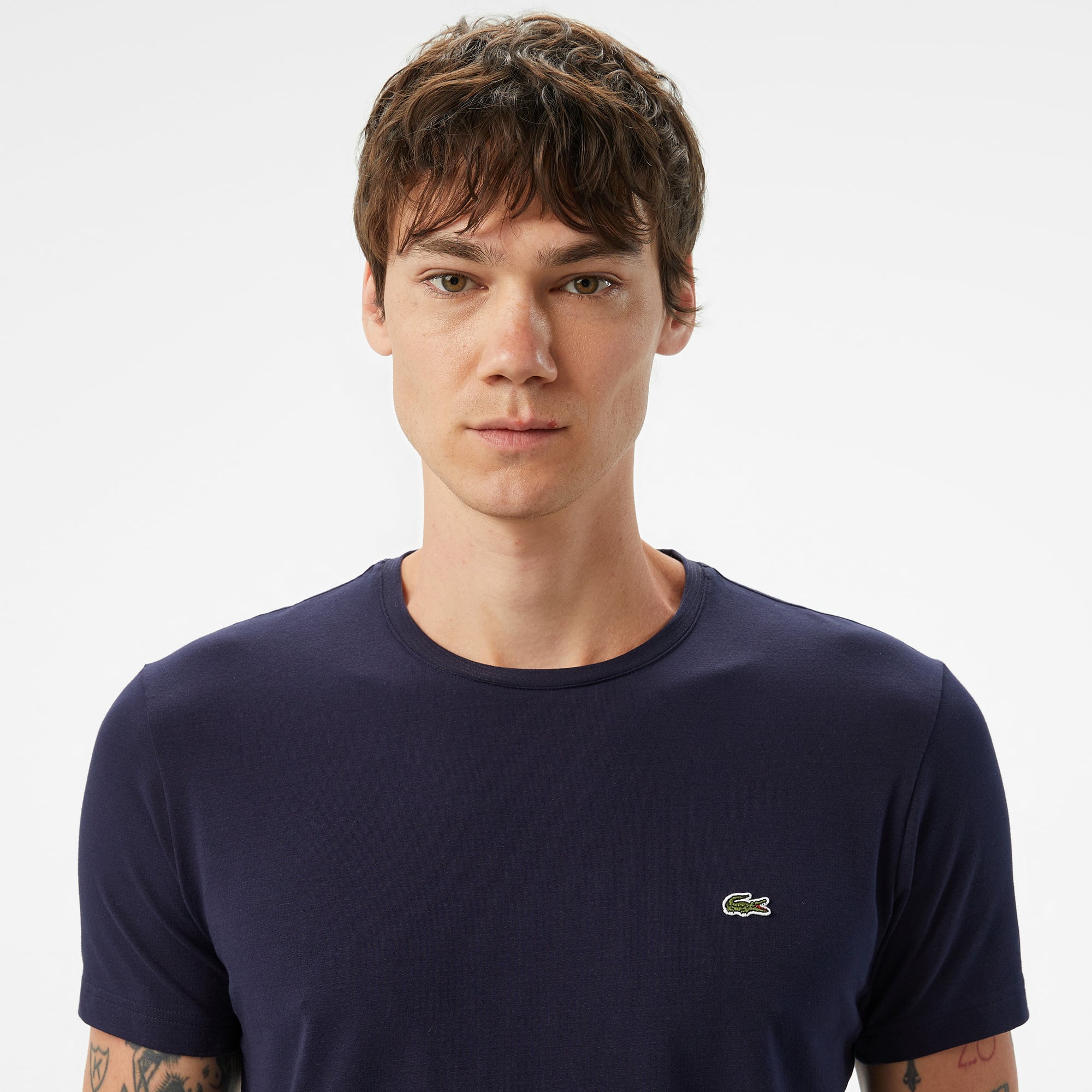 Lacoste Erkek Slim Fit Bisiklet Yaka Lacivert T-Shirt görsel 2