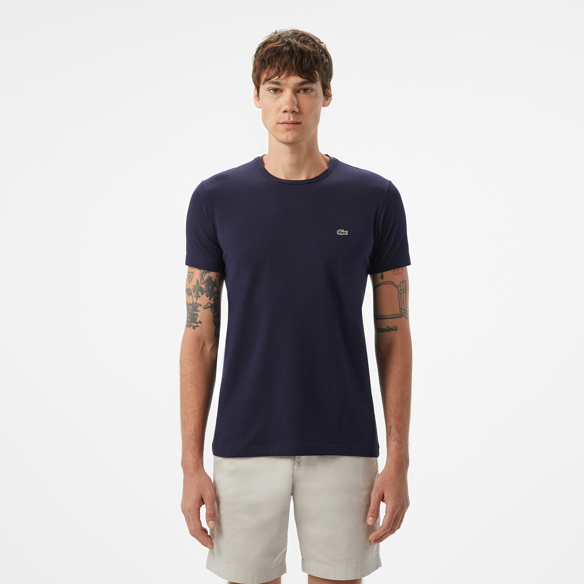 Erkek Slim Fit Bisiklet Yaka Lacivert T-Shirt