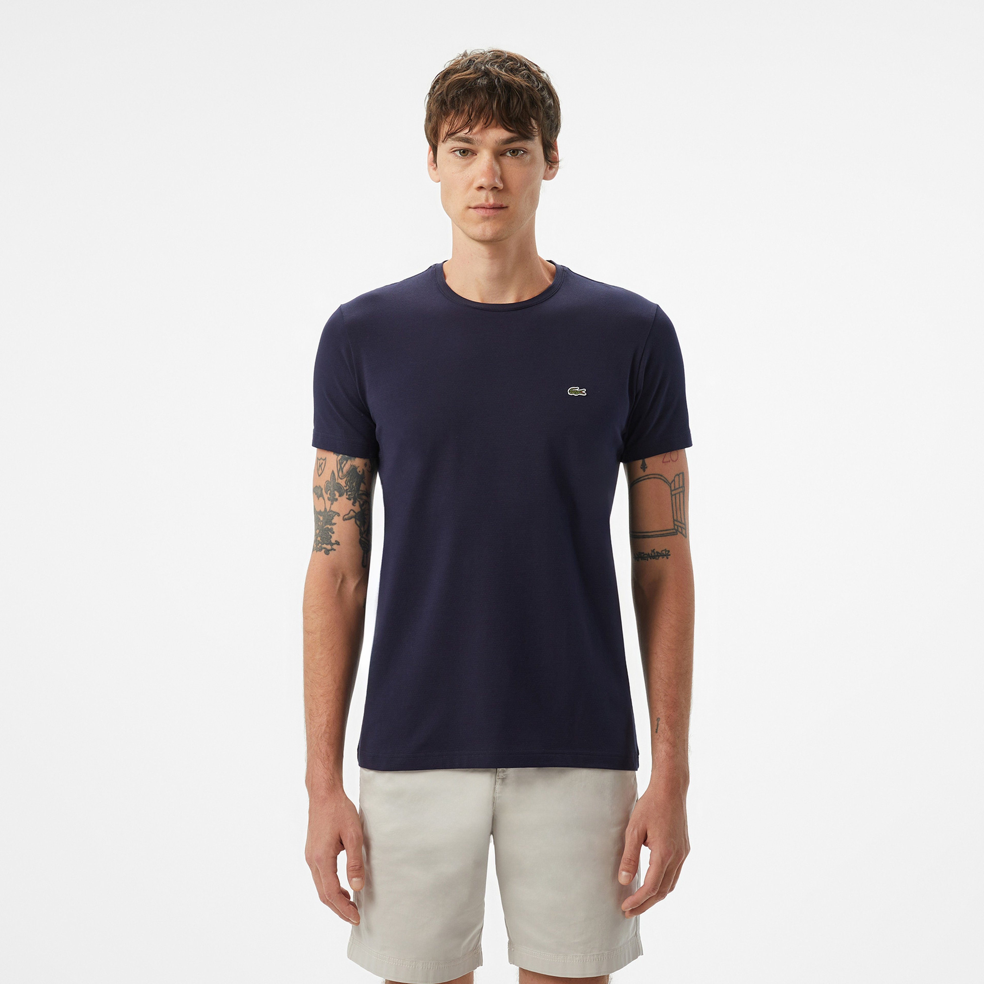 Erkek Slim Fit Bisiklet Yaka Lacivert T-Shirt