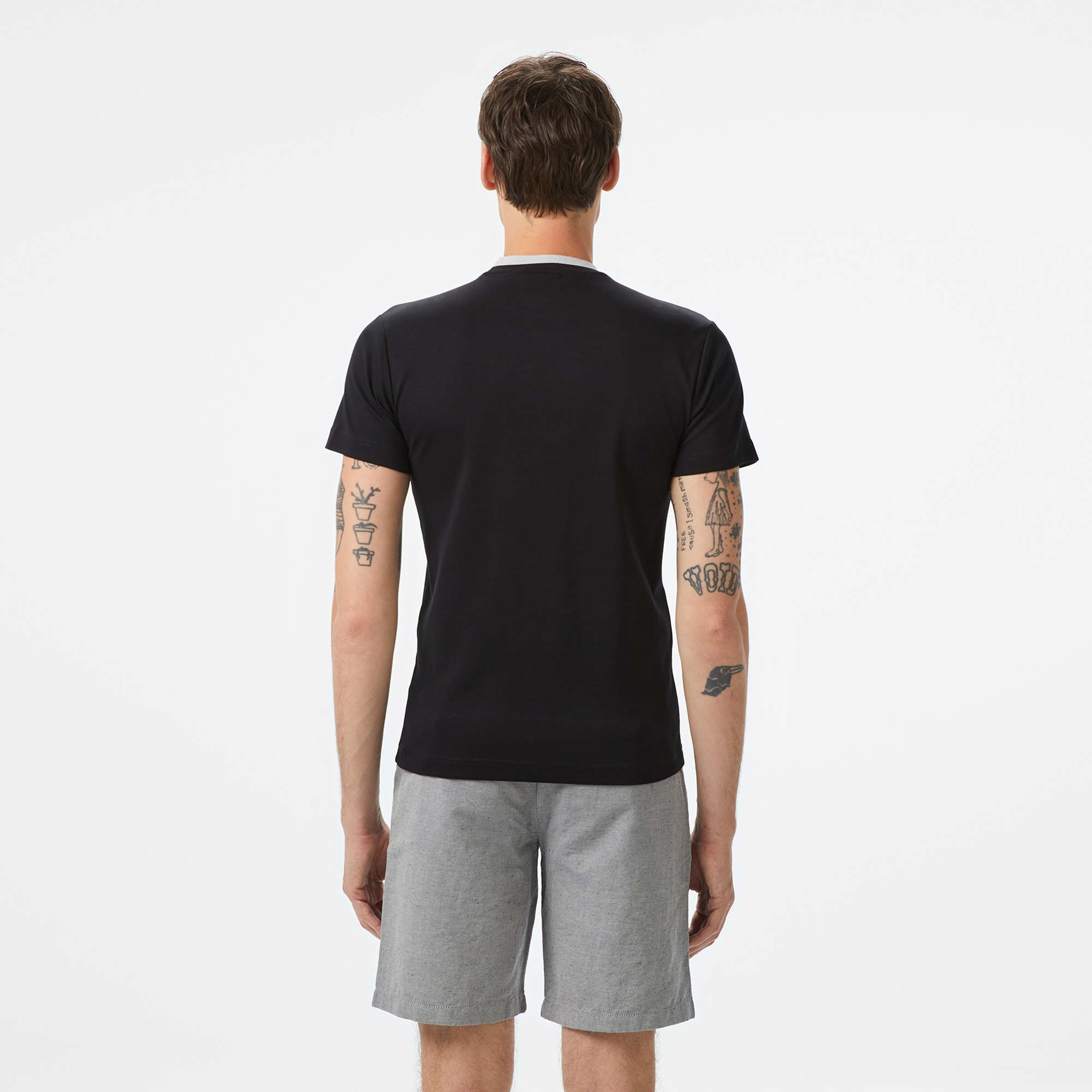 Lacoste Erkek Slim Fit Bisiklet Yaka Baskılı Siyah T-Shirt