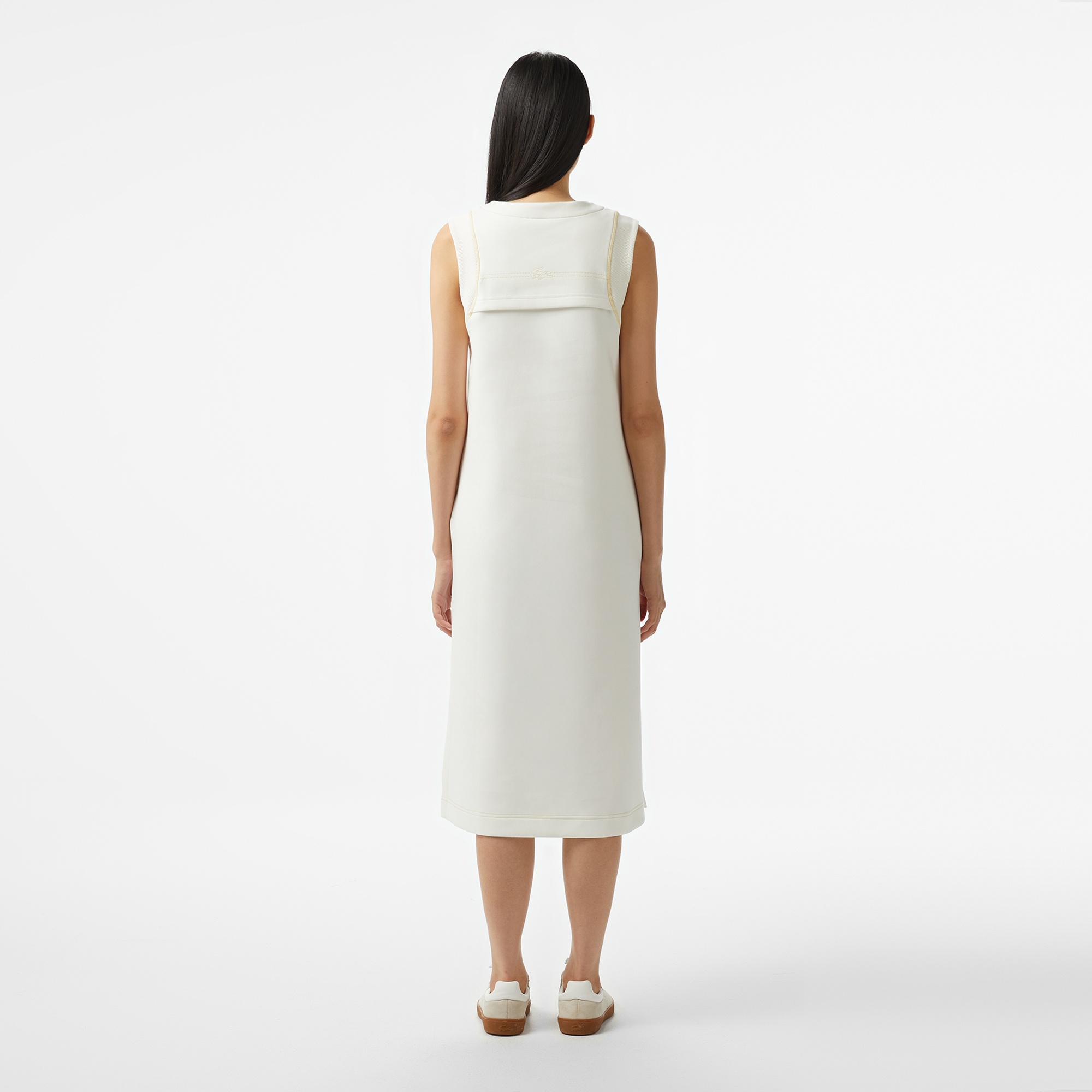 Lacoste Kadın Relaxed Fit Kolsuz Bisiklet Yaka Beyaz Elbise