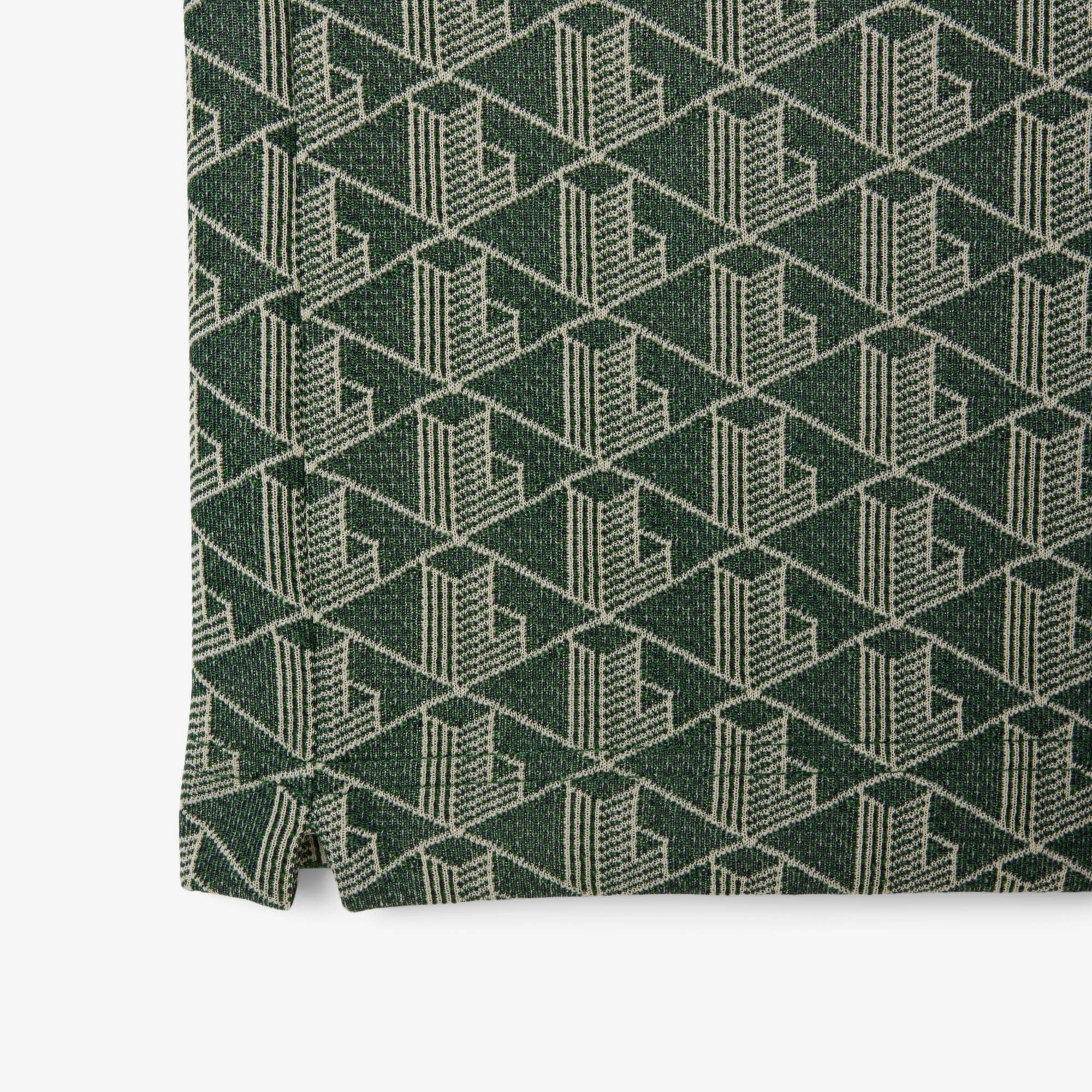 Erkek Classic Fit Monogram Yeşil Polo