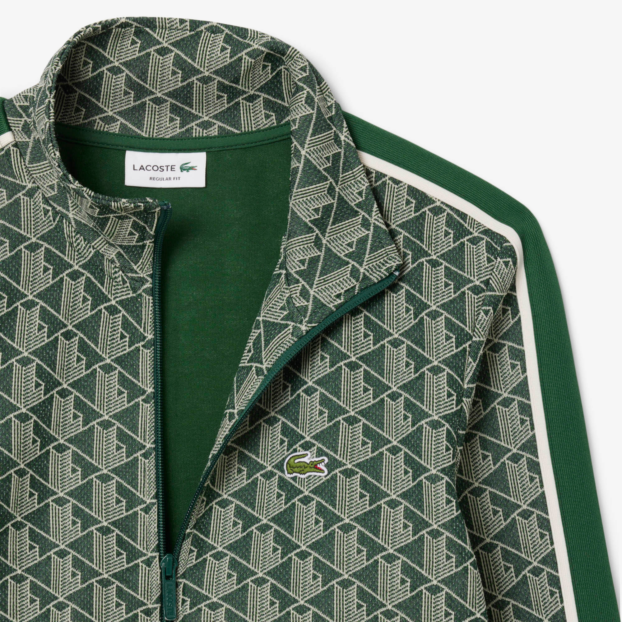Erkek Regular Fit Dik Yaka Monogram Yeşil Sweatshirt SH1368-D1R