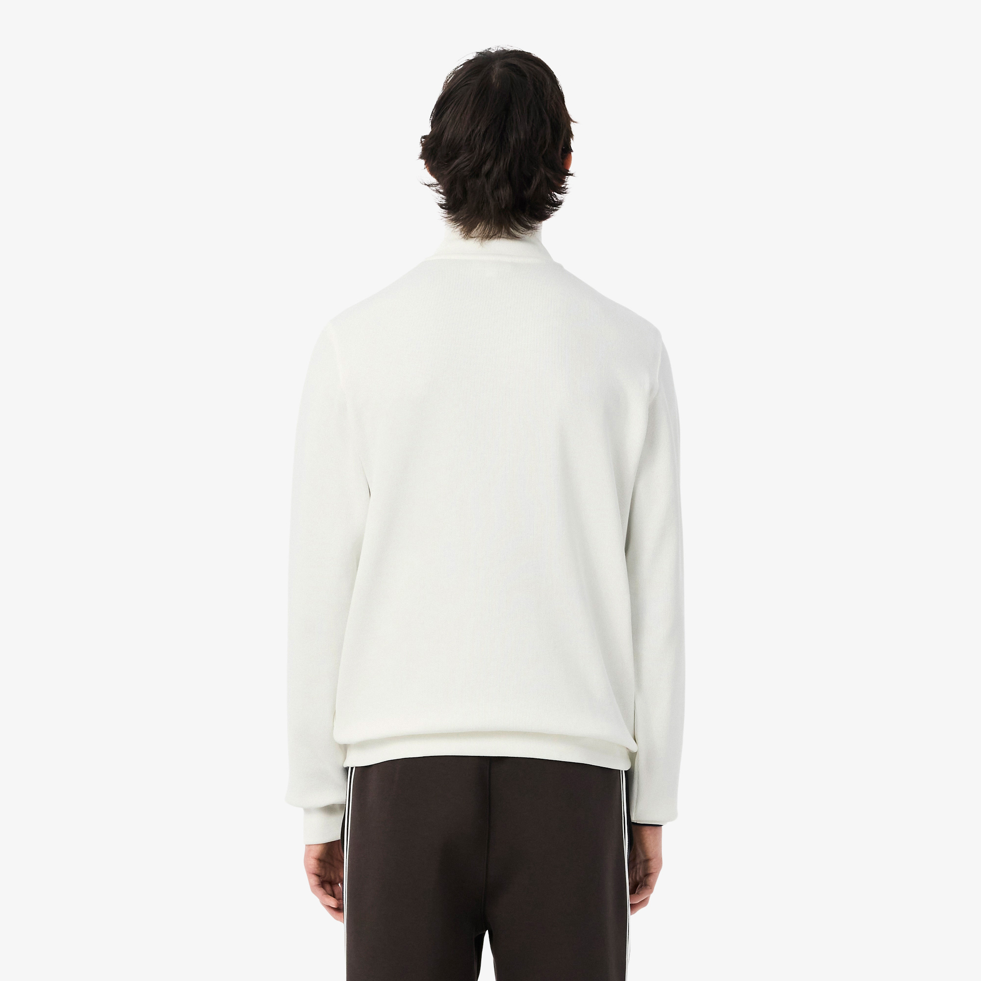Lacoste Erkek Classic Fit Yarım Fermuarlı Beyaz Sweatshirt görsel 3