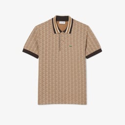 Erkek Classic Fit Monogram Kahverengi Polo Kahverengi