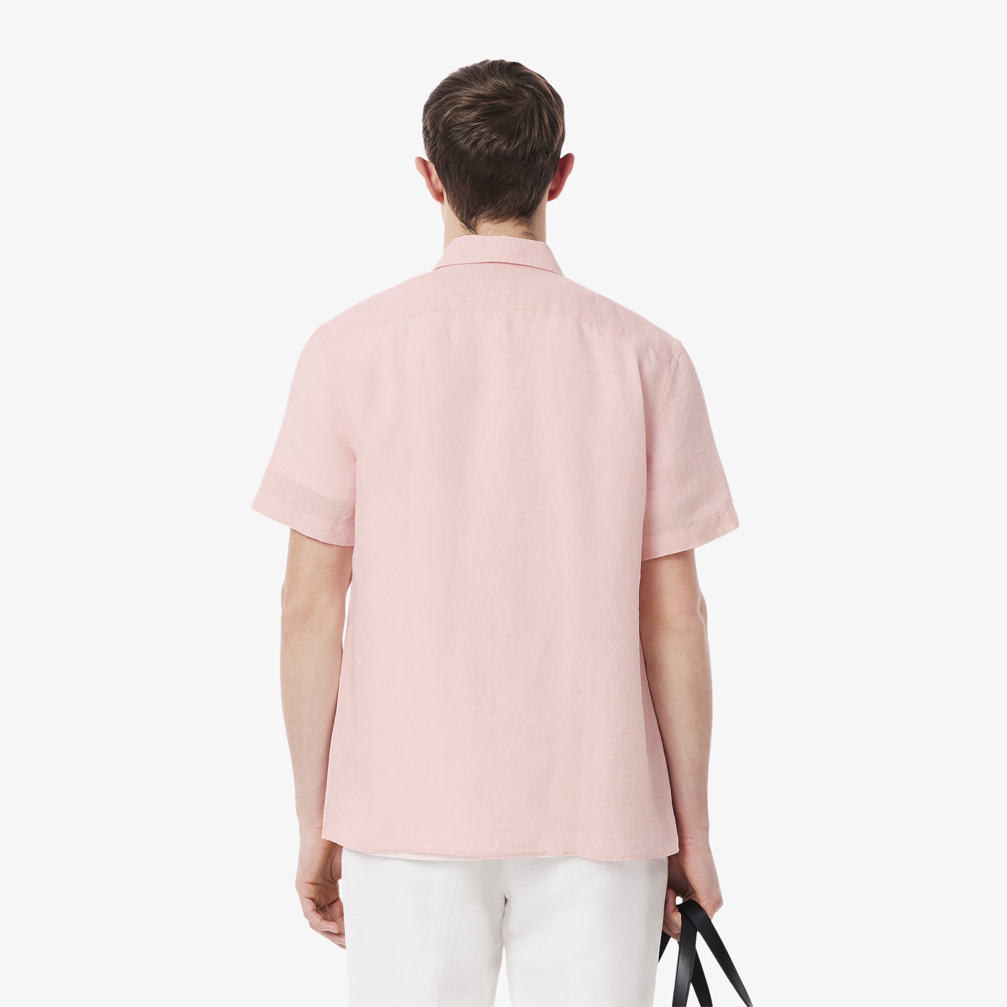 Lacoste Erkek Regular Fit Kısa Kollu Düğmeli Yaka Keten Açık Pembe Gömlek