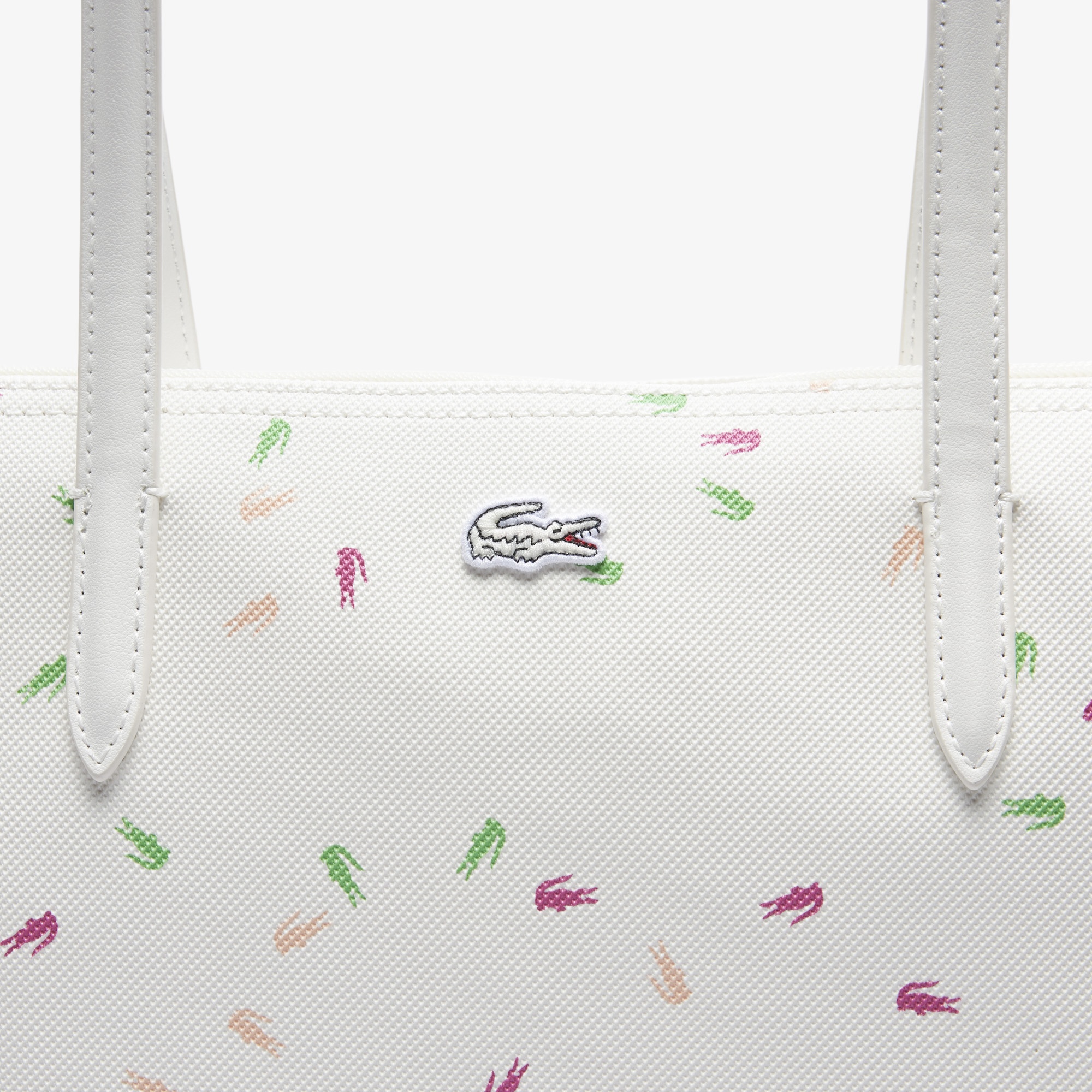 Large L.12.12 Kadın Desenli Beyaz Omuz Çantası