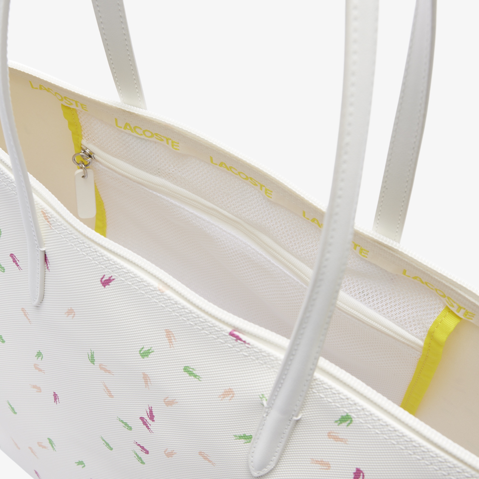 Large L.12.12 Kadın Desenli Beyaz Omuz Çantası