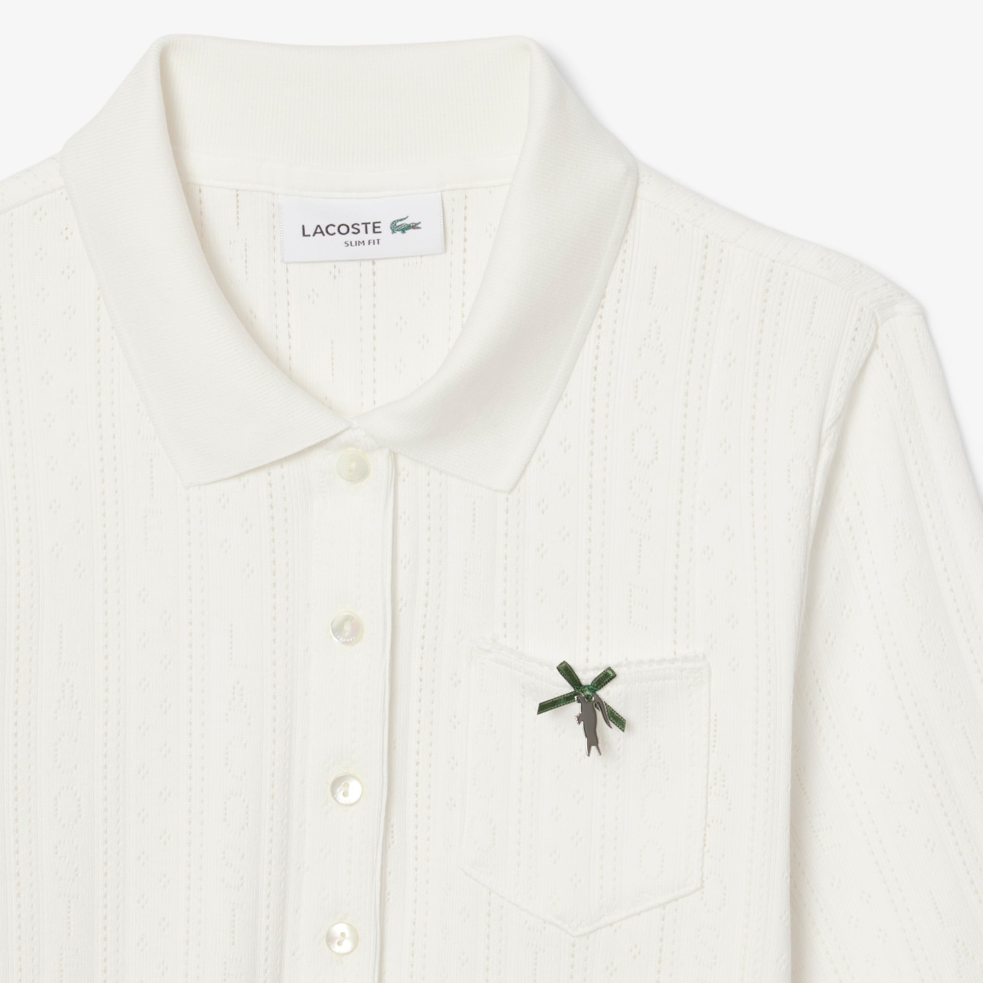 L.12.D Kadın Slim Fit  Organik Pamuk Beyaz Polo