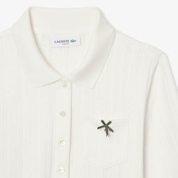 L.12.D Kadın Slim Fit  Organik Pamuk Beyaz Polo Beyaz