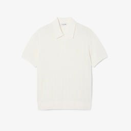 Erkek Classic Fit Kısa Kollu Polo Yaka Beyaz Triko Beyaz