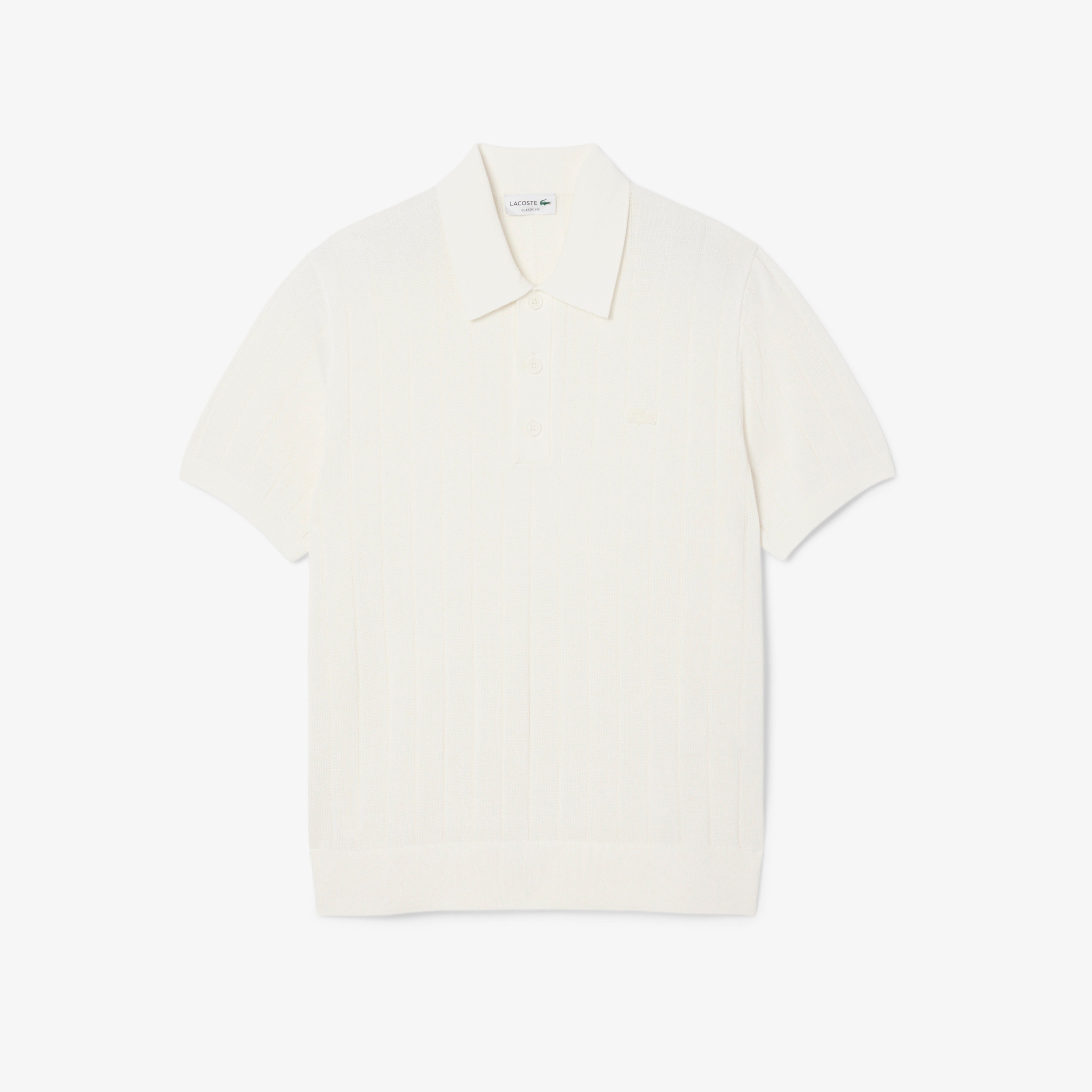 Erkek Classic Fit Kısa Kollu Polo Yaka Beyaz Triko