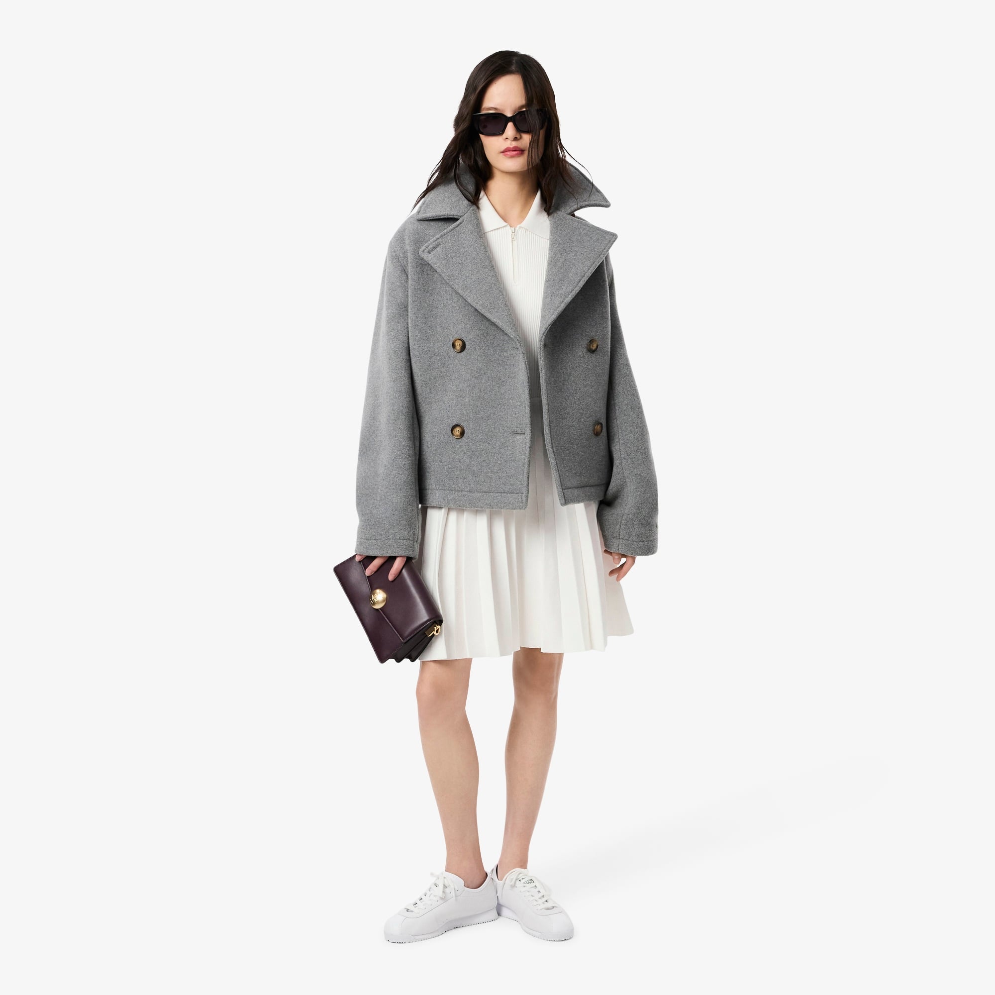 Kadın Relaxed Fit Kısa Kollu Polo Yaka Beyaz Elbise