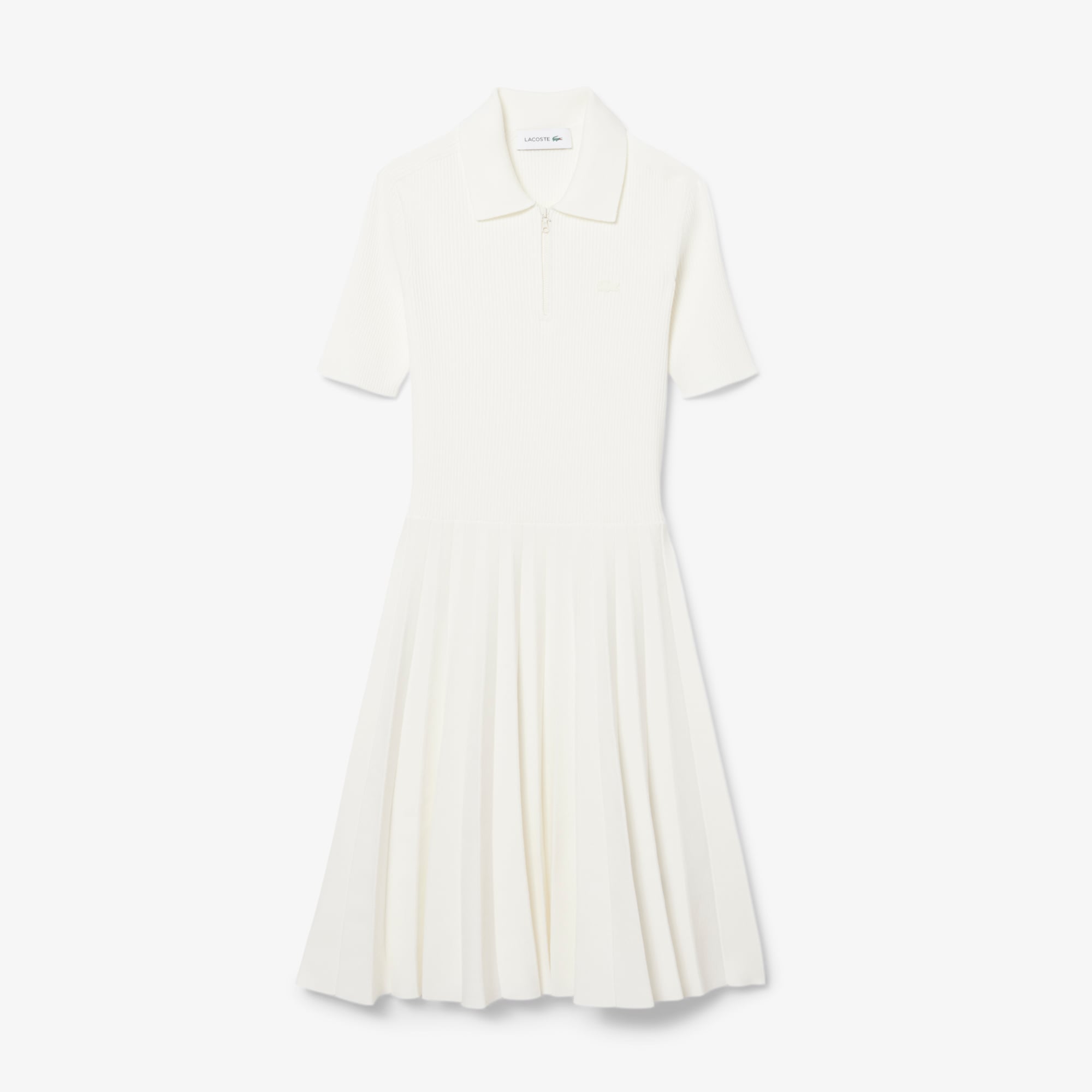 Lacoste Kadın Relaxed Fit Kısa Kollu Polo Yaka Beyaz Elbise görsel 4