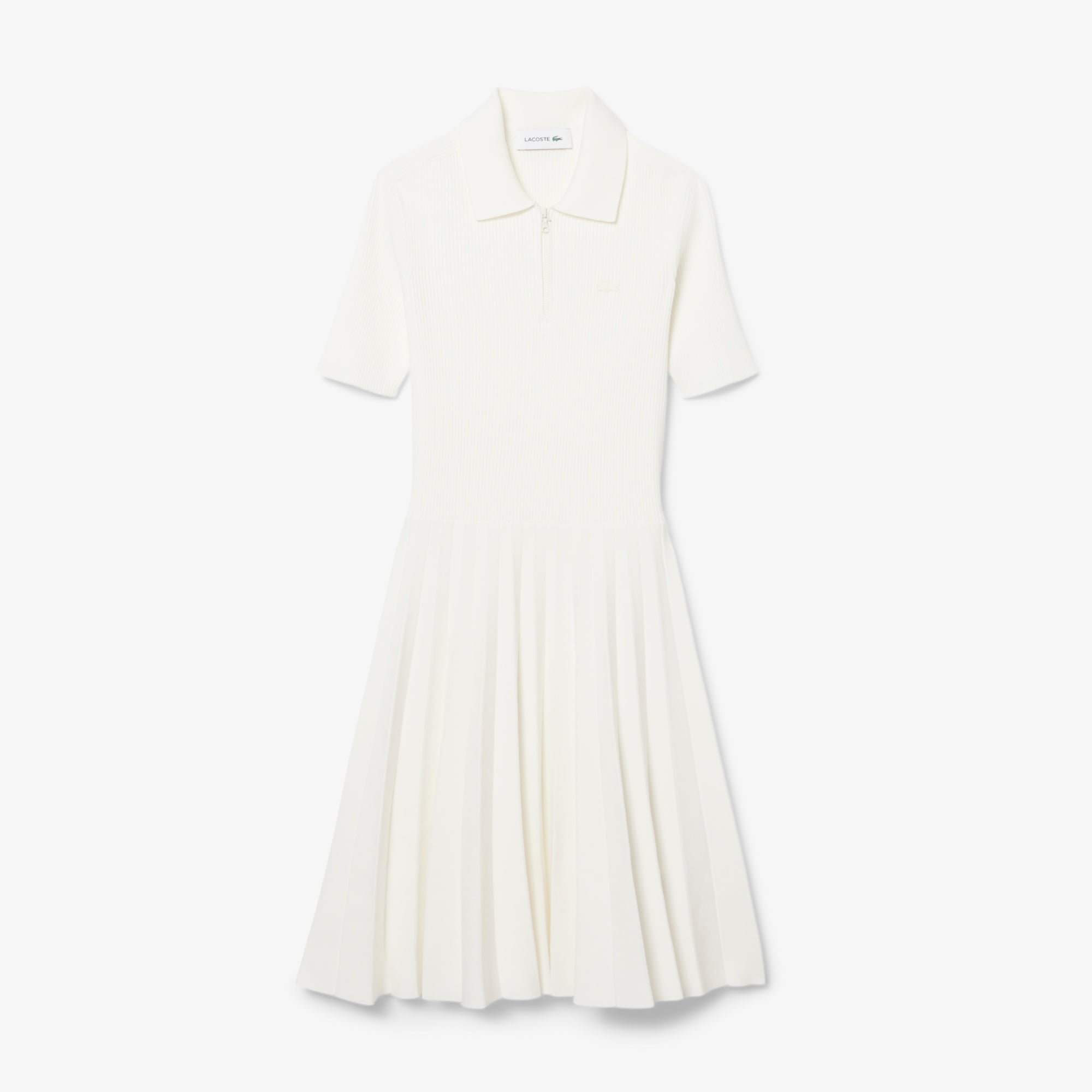 Kadın Relaxed Fit Kısa Kollu Polo Yaka Beyaz Elbise