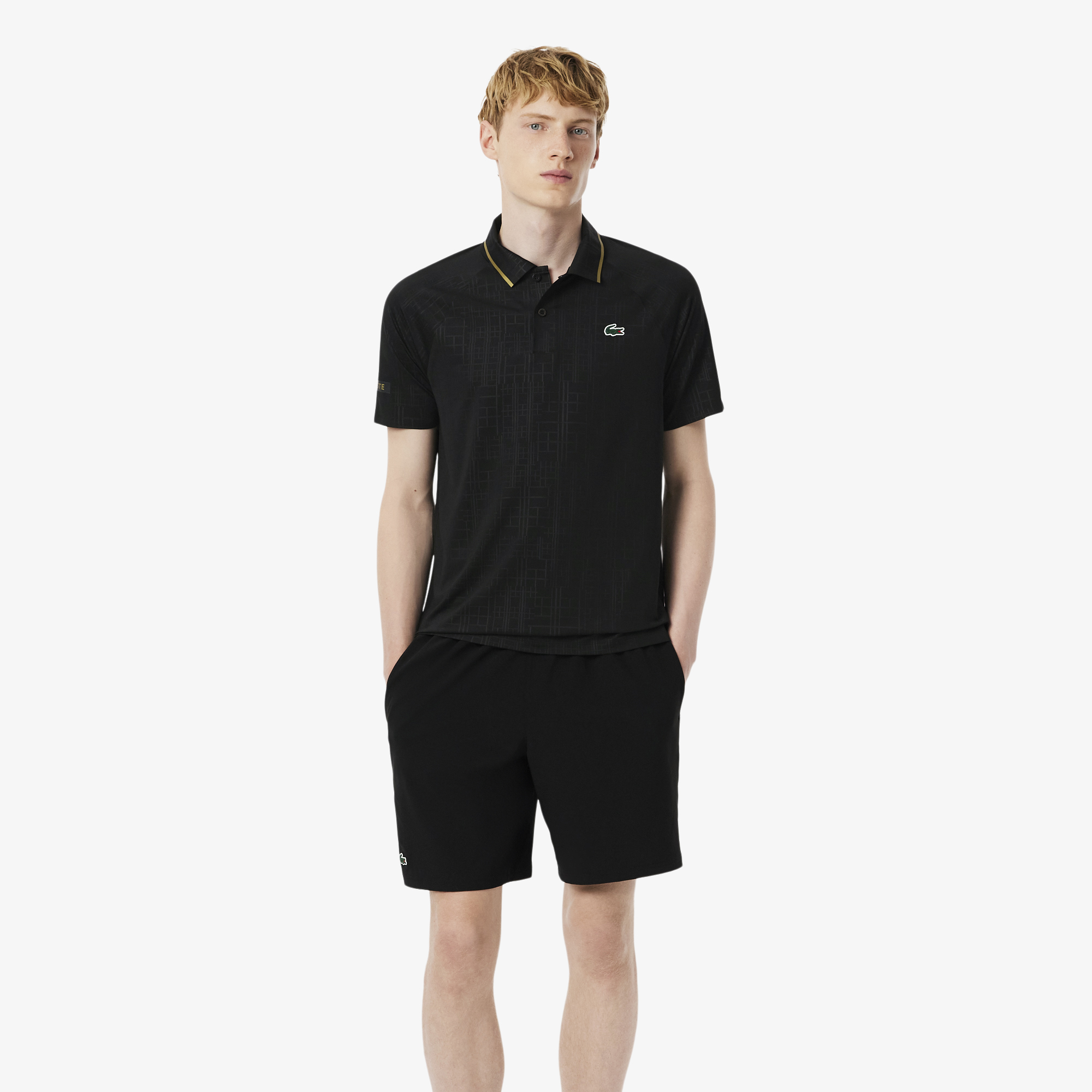メンズウェア CLUBHAUS Buhloone Mindstate Polo Tennis x Novak Djokovic Erkek Slim Fit Desenli Siyah Polo DH4789