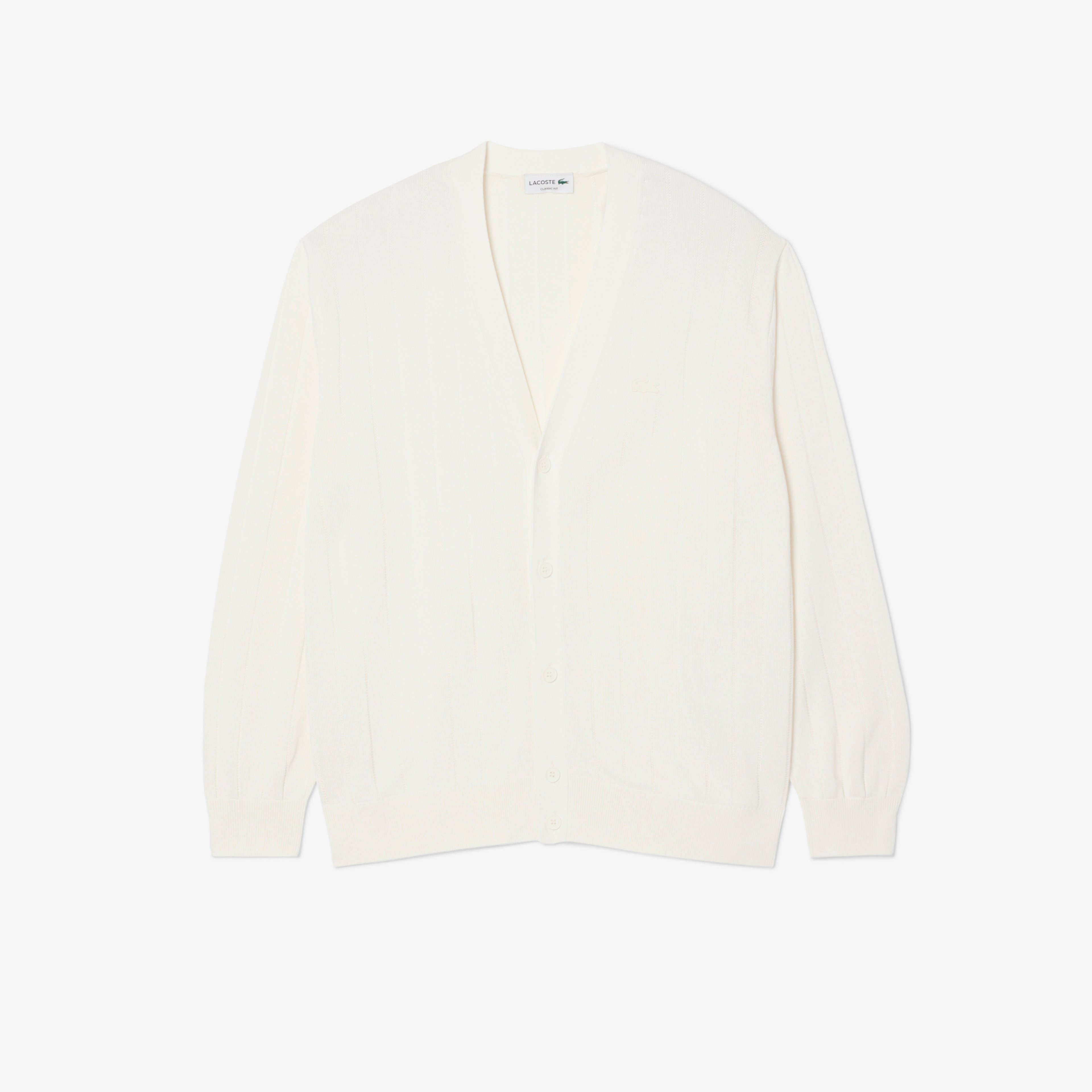 Erkek Classic Fit V Yaka Beyaz Hırka