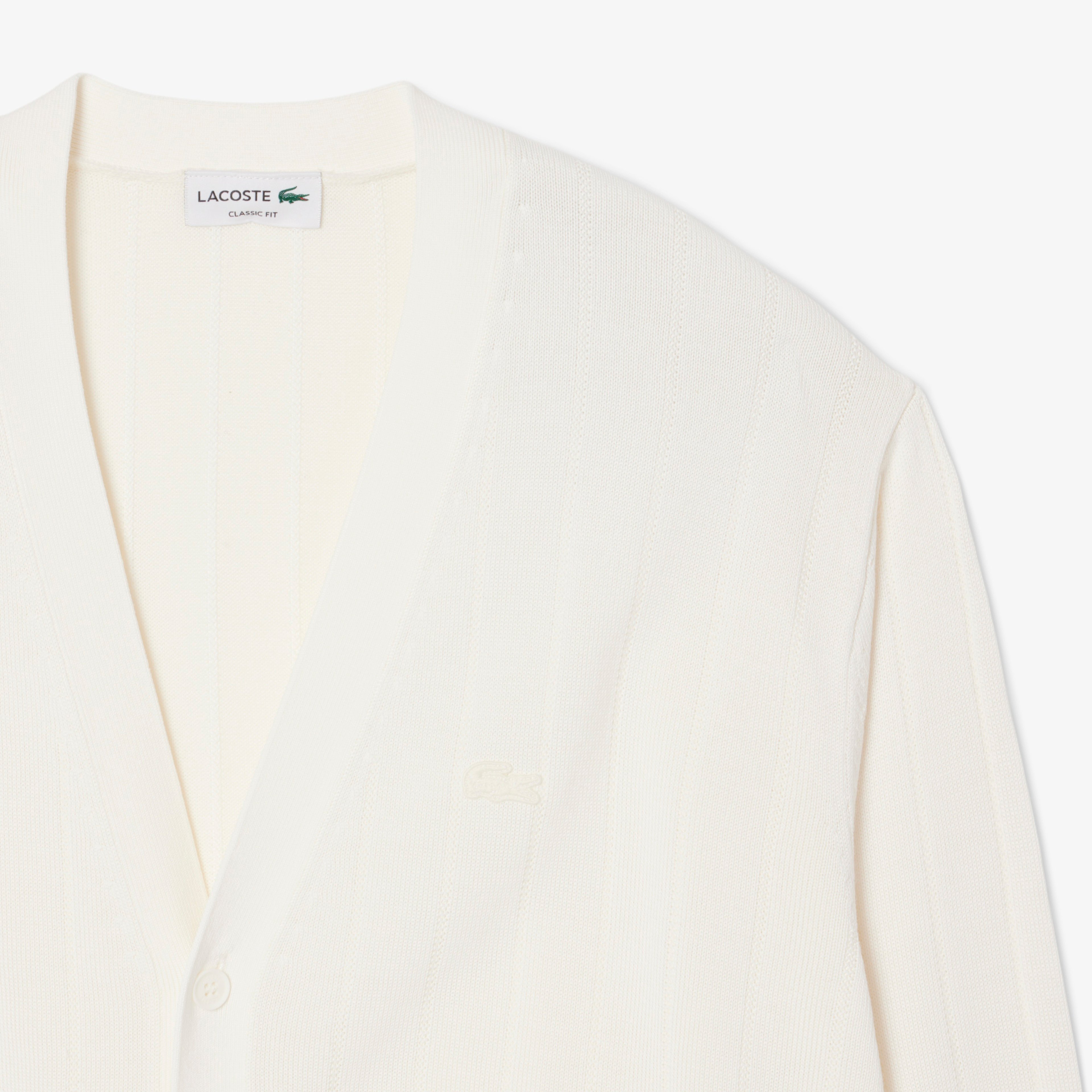 Erkek Classic Fit V Yaka Beyaz Hırka