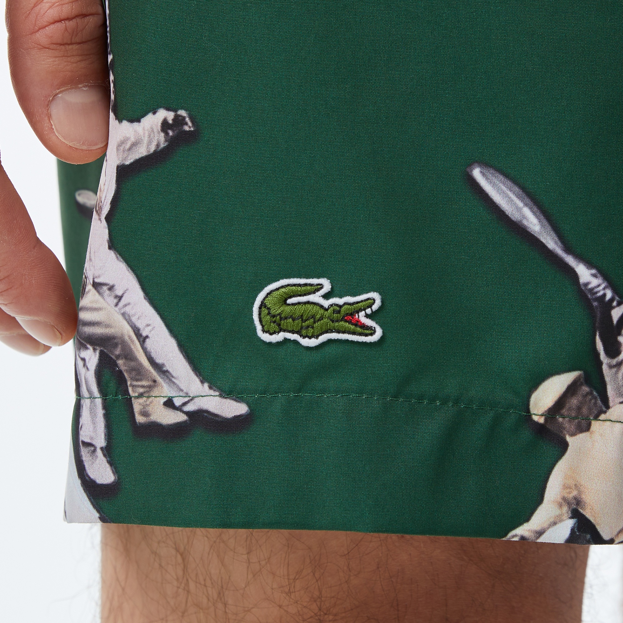Lacoste Erkek Regular Fit Desenli Yeşil Mayo