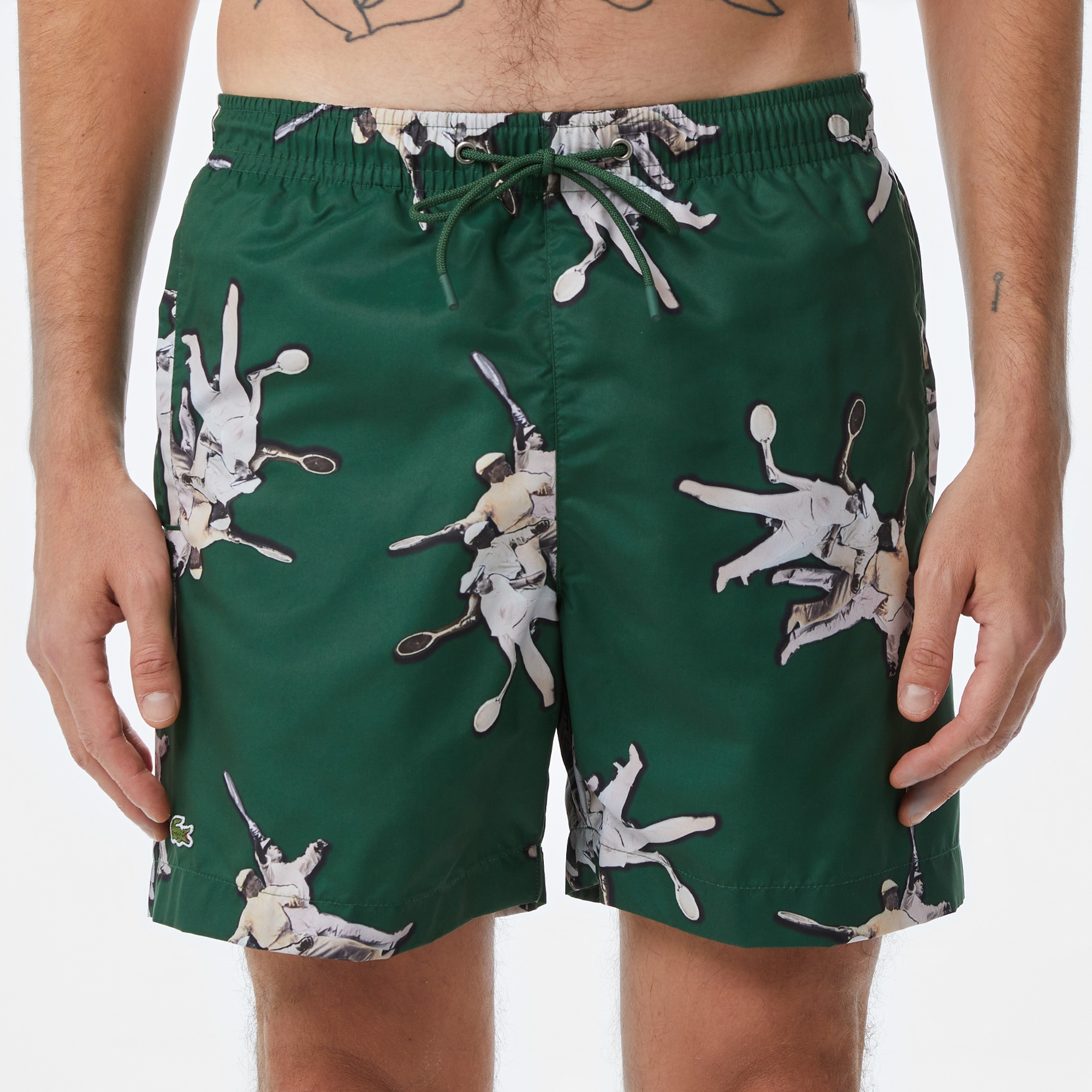 Lacoste Erkek Regular Fit Desenli Yeşil Mayo