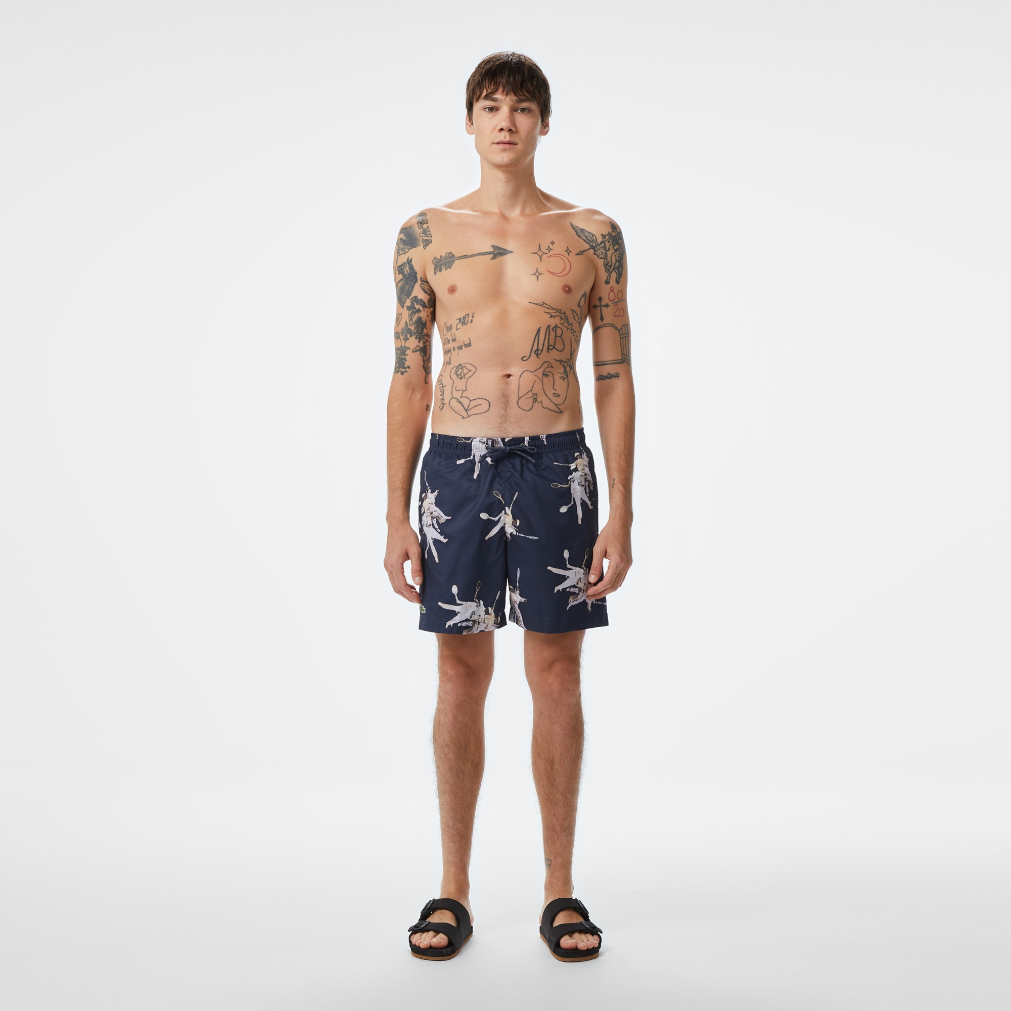 Lacoste Erkek Regular Fit Desenli Lacivert Mayo