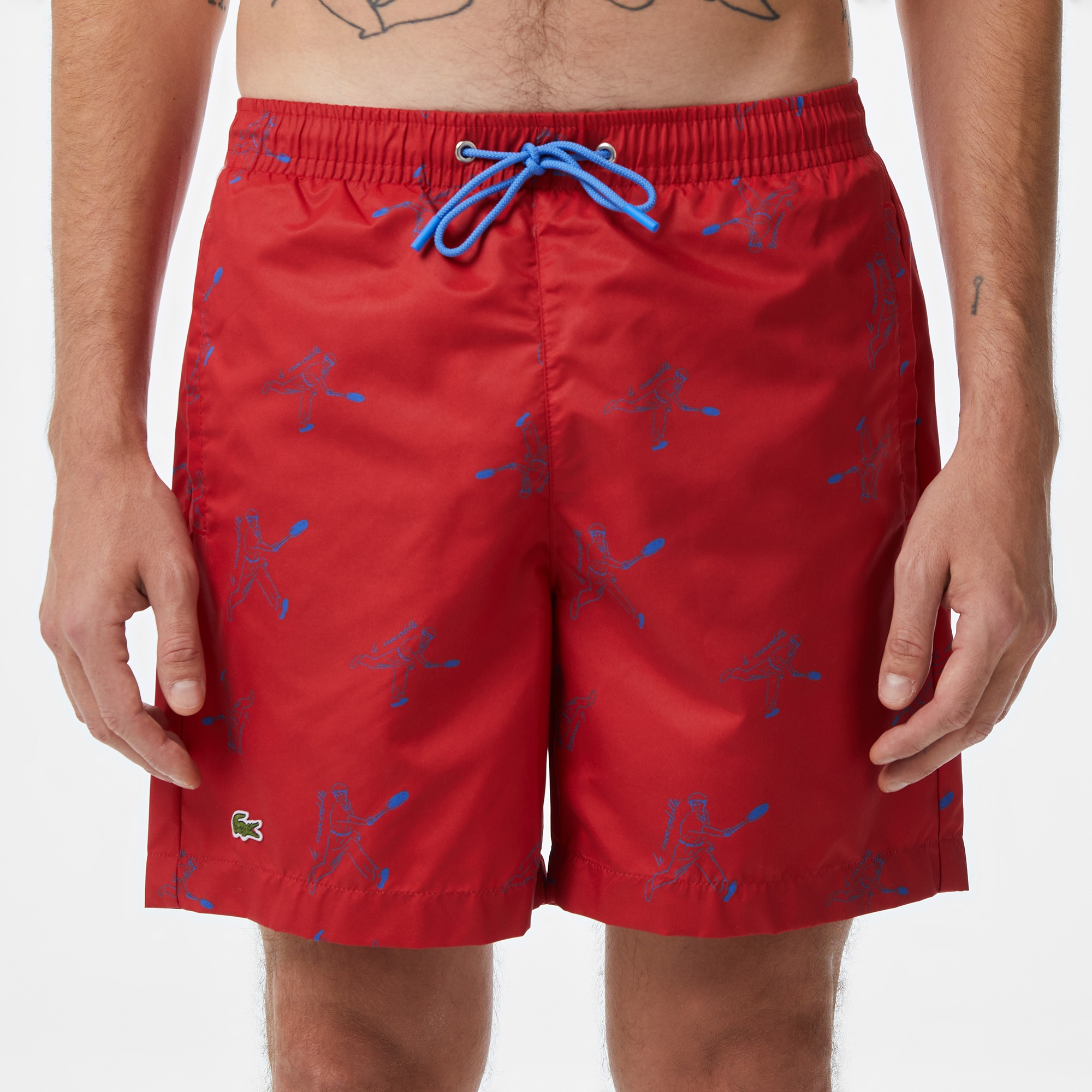 Lacoste Erkek Regular Fit Desenli Kırmızı Mayo