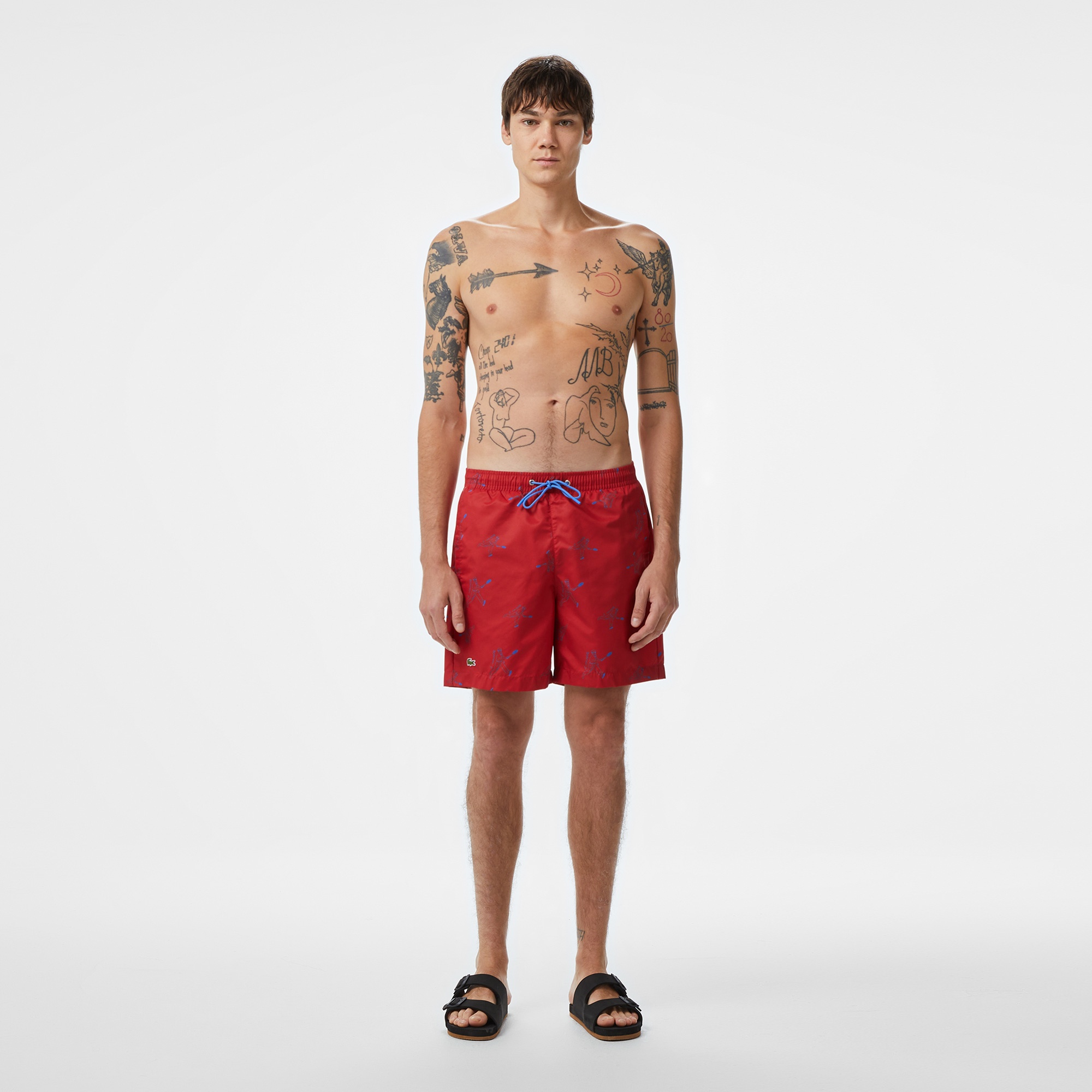 Lacoste Erkek Regular Fit Desenli Kırmızı Mayo