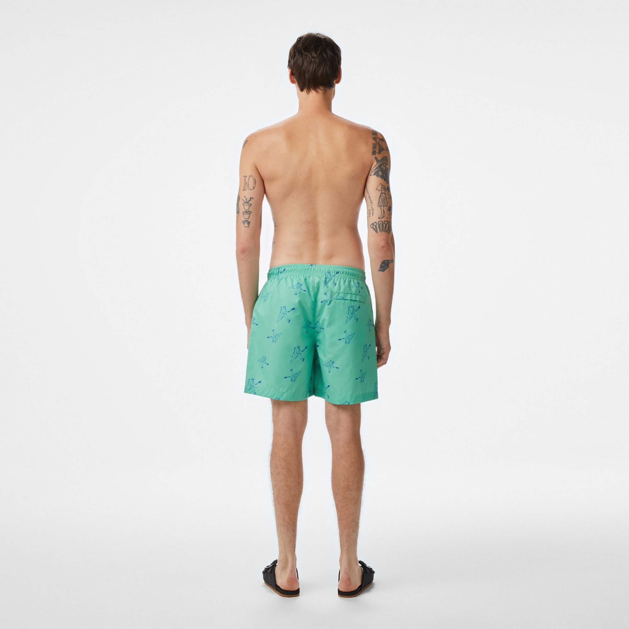 Lacoste Erkek Regular Fit Desenli Yeşil Mayo