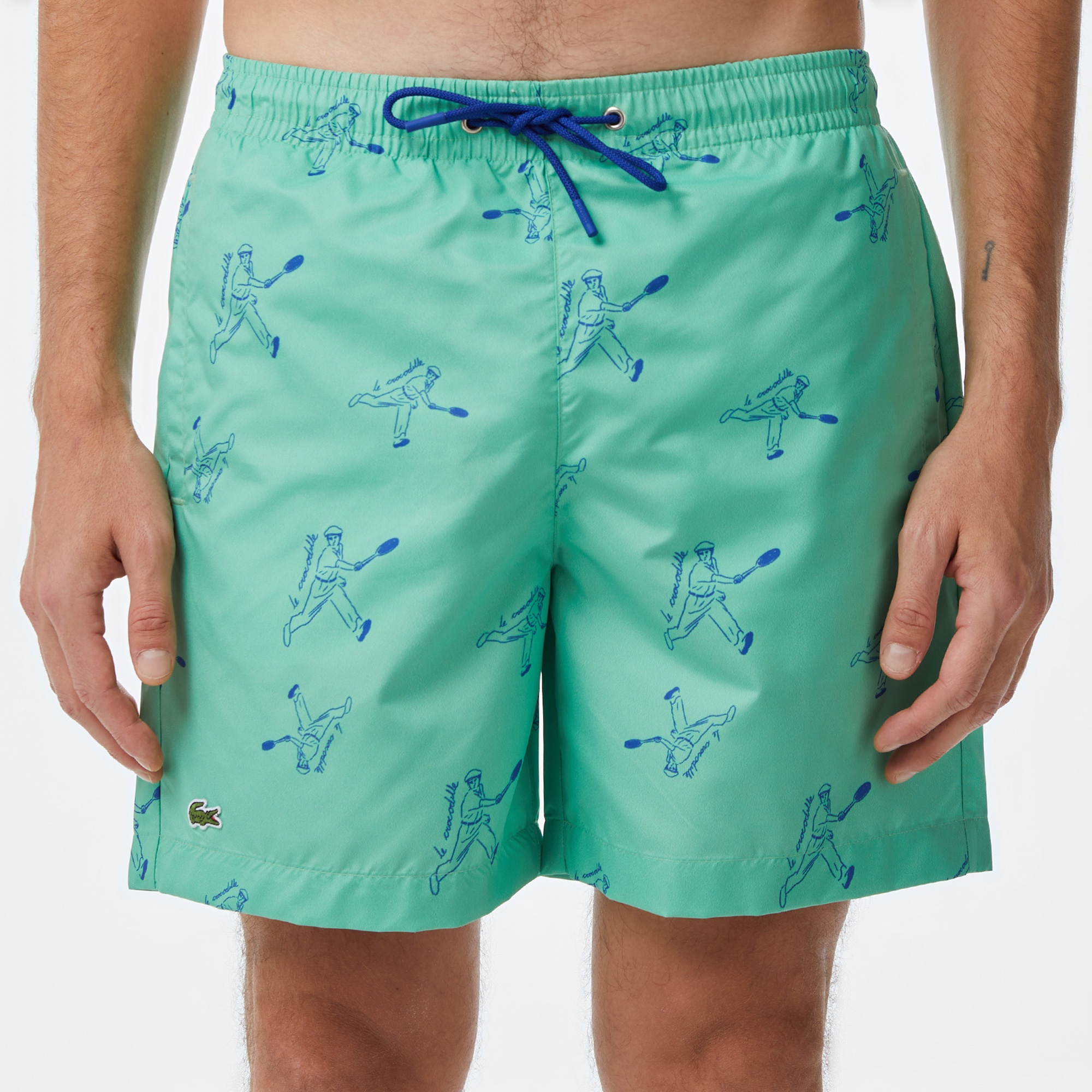 Lacoste Erkek Regular Fit Desenli Yeşil Mayo